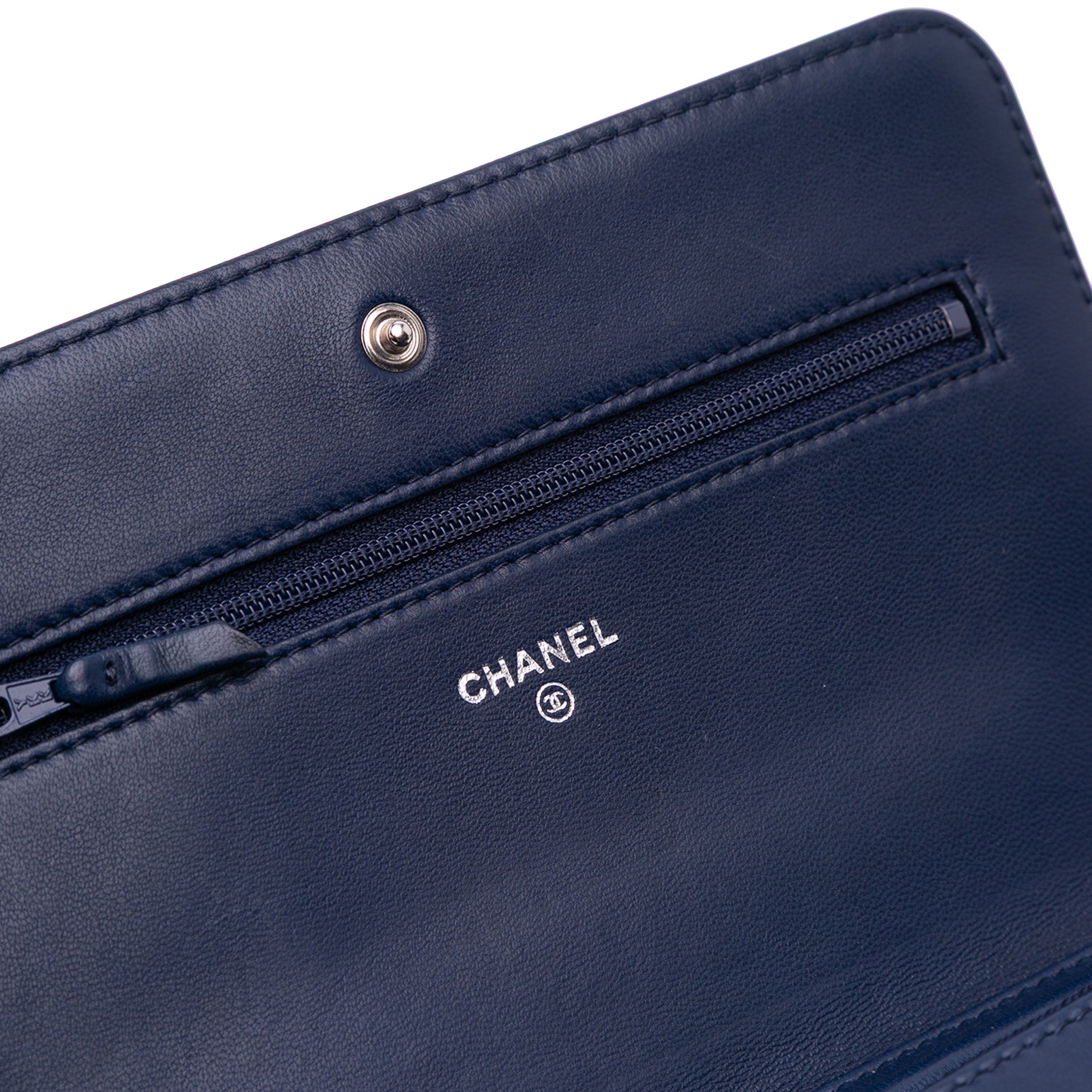 Chanel Stitched CC Quilted Lambskin Wallet on Chain - image 9