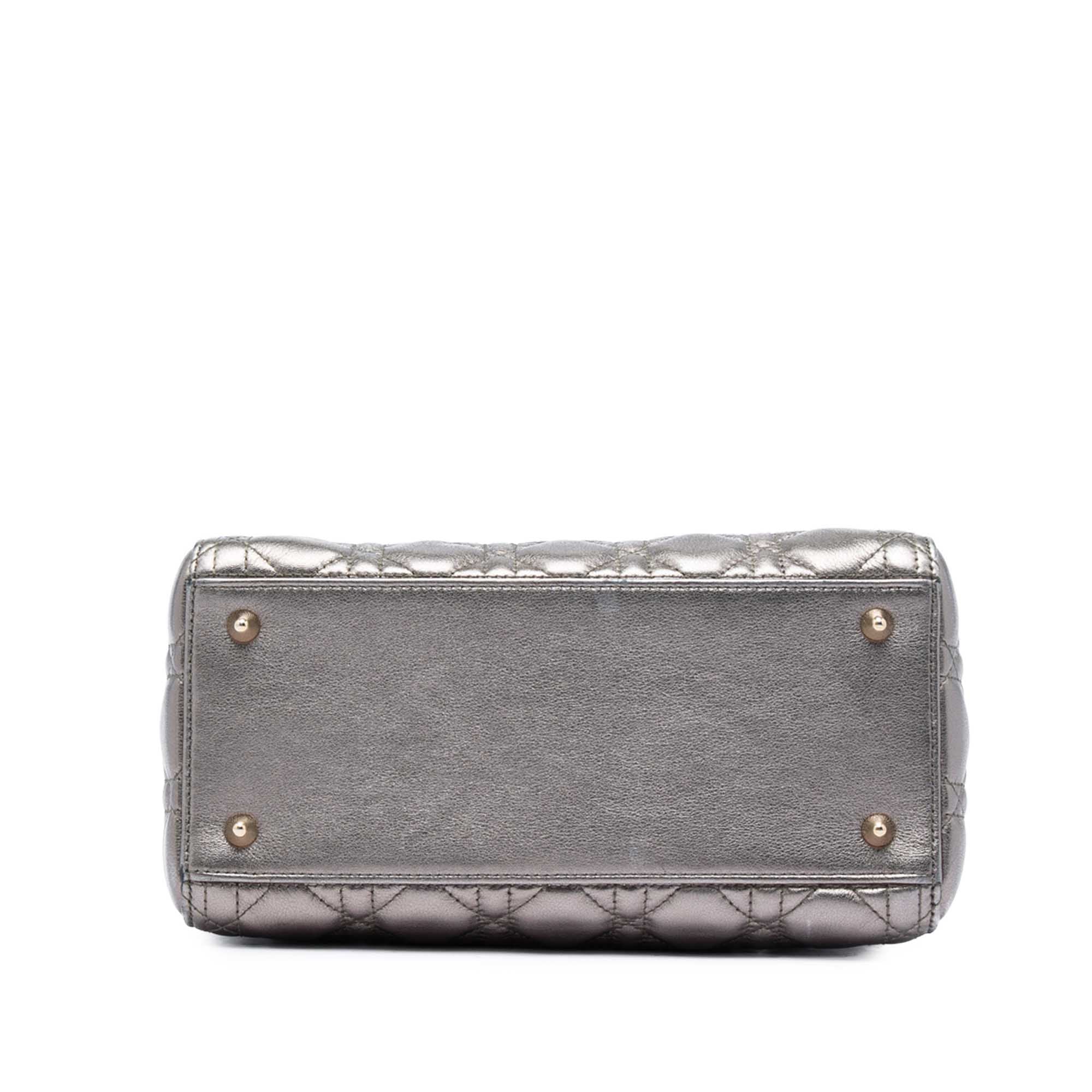 Dior Medium Metallic Lambskin Cannage Lady Dior - image 3