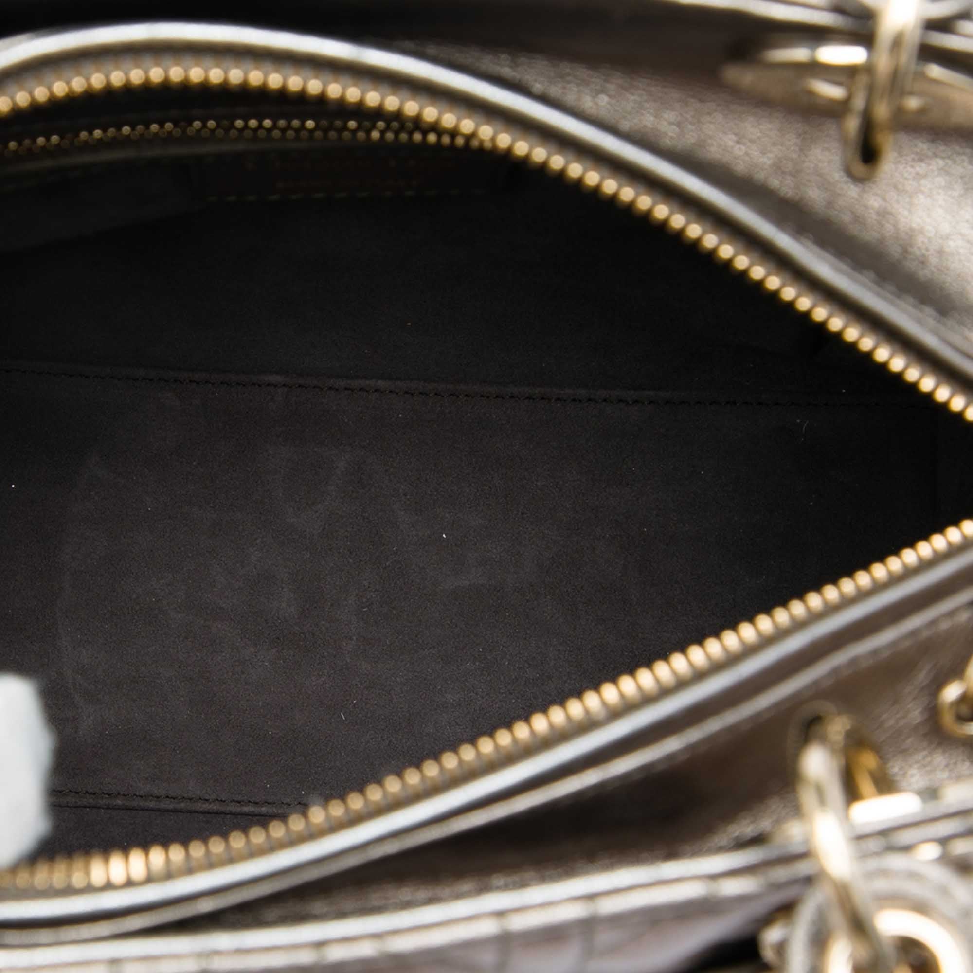 Dior Medium Metallic Lambskin Cannage Lady Dior - image 4