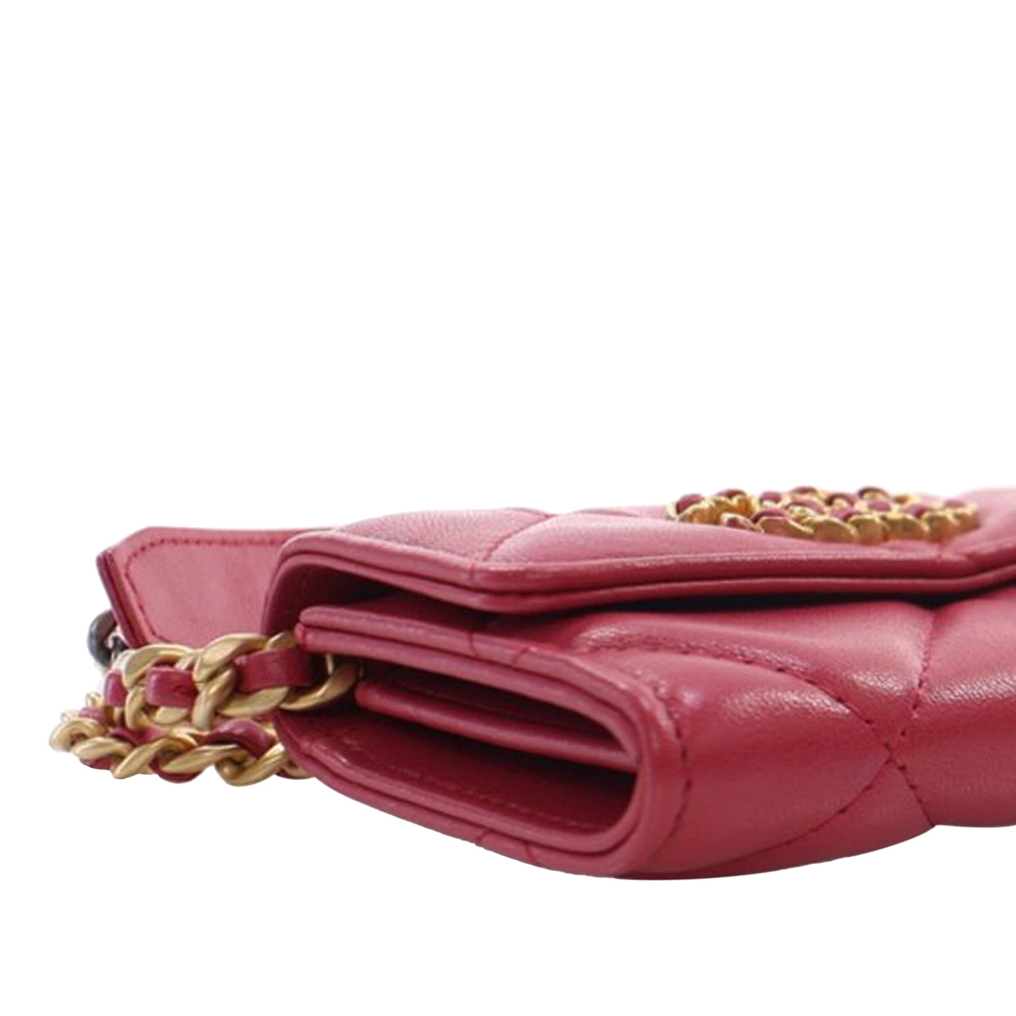 Chanel Quilted Lambskin Chanel 19 Card Holder On Chain - image 10