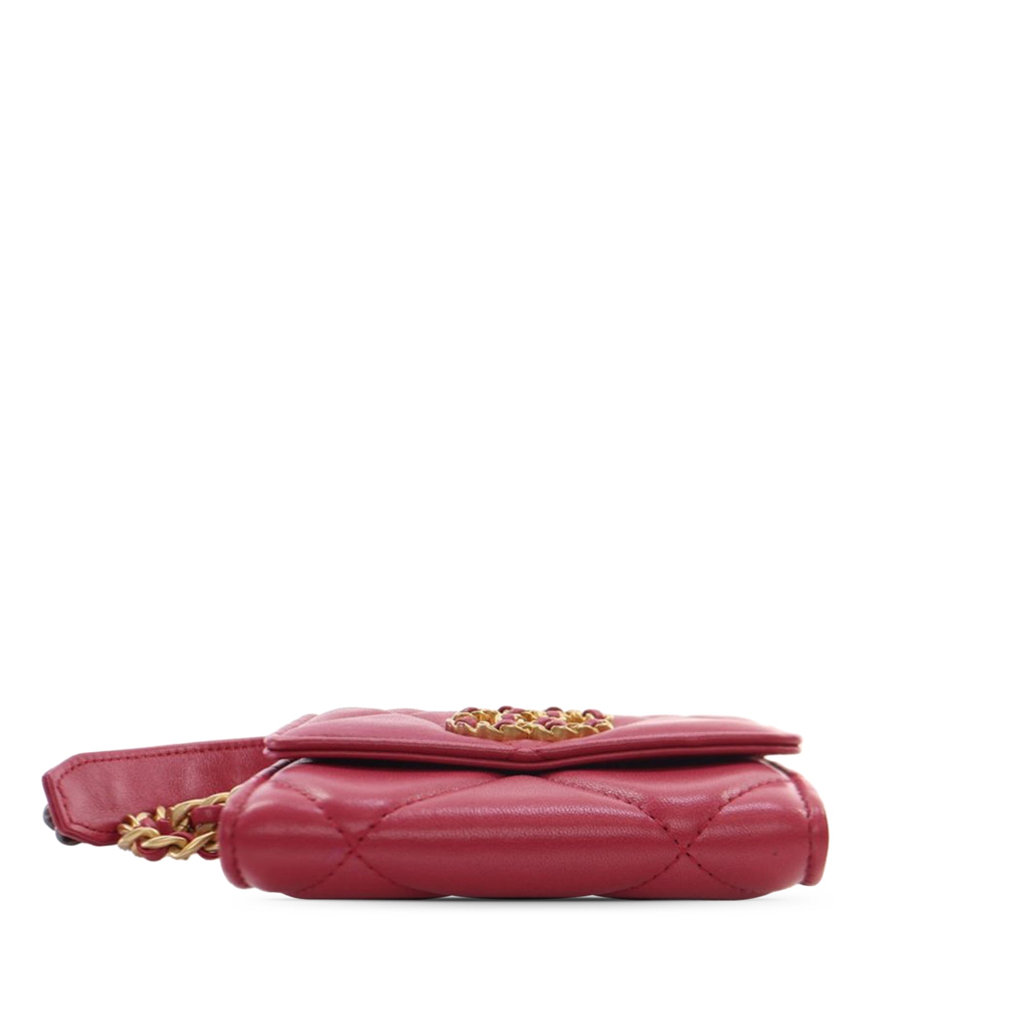 Chanel Quilted Lambskin Chanel 19 Card Holder On Chain - image 3