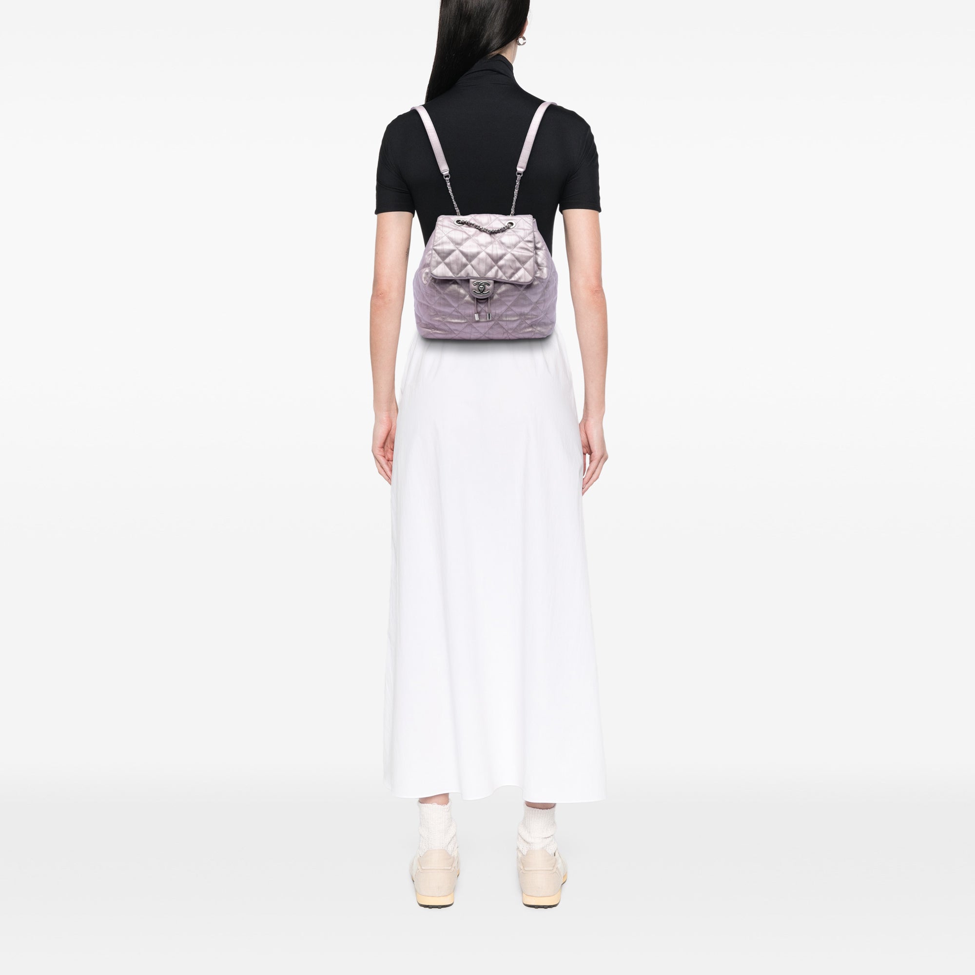 Chanel Quilted Iridescent Calfskin Ground Control Flap Backpack - image 7