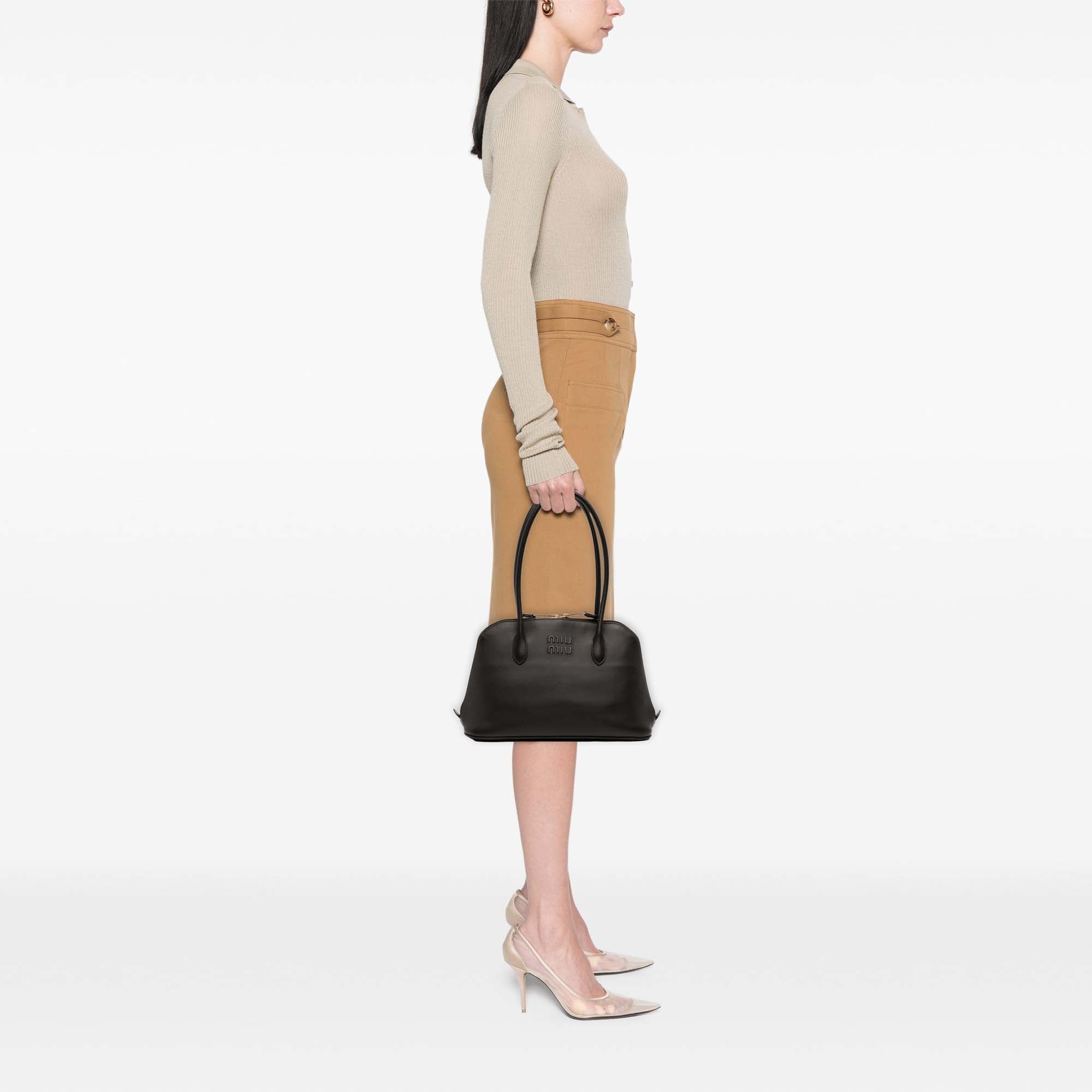 Miu Miu Softy Calfskin Embossed Logo Shoulder Bag - image 10