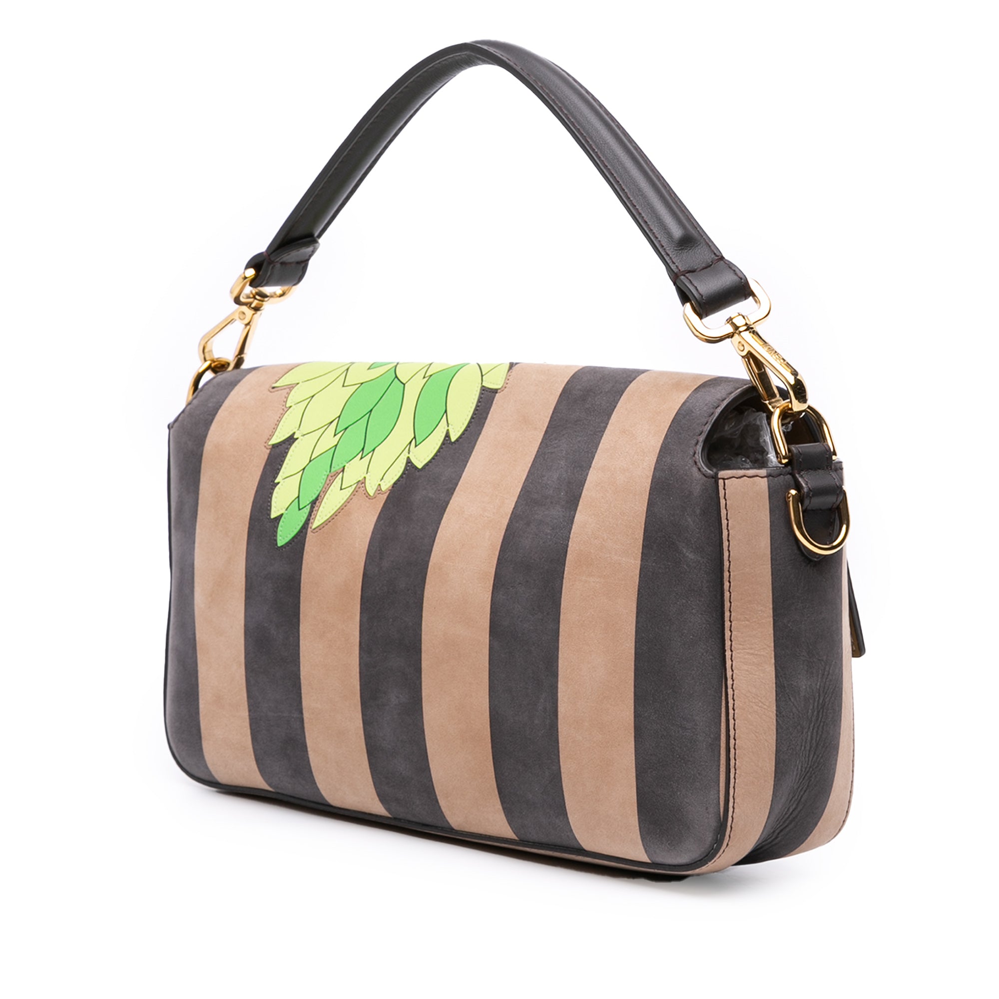Fendi Pequin Nubuck Floral Baguette Satchel - image 2
