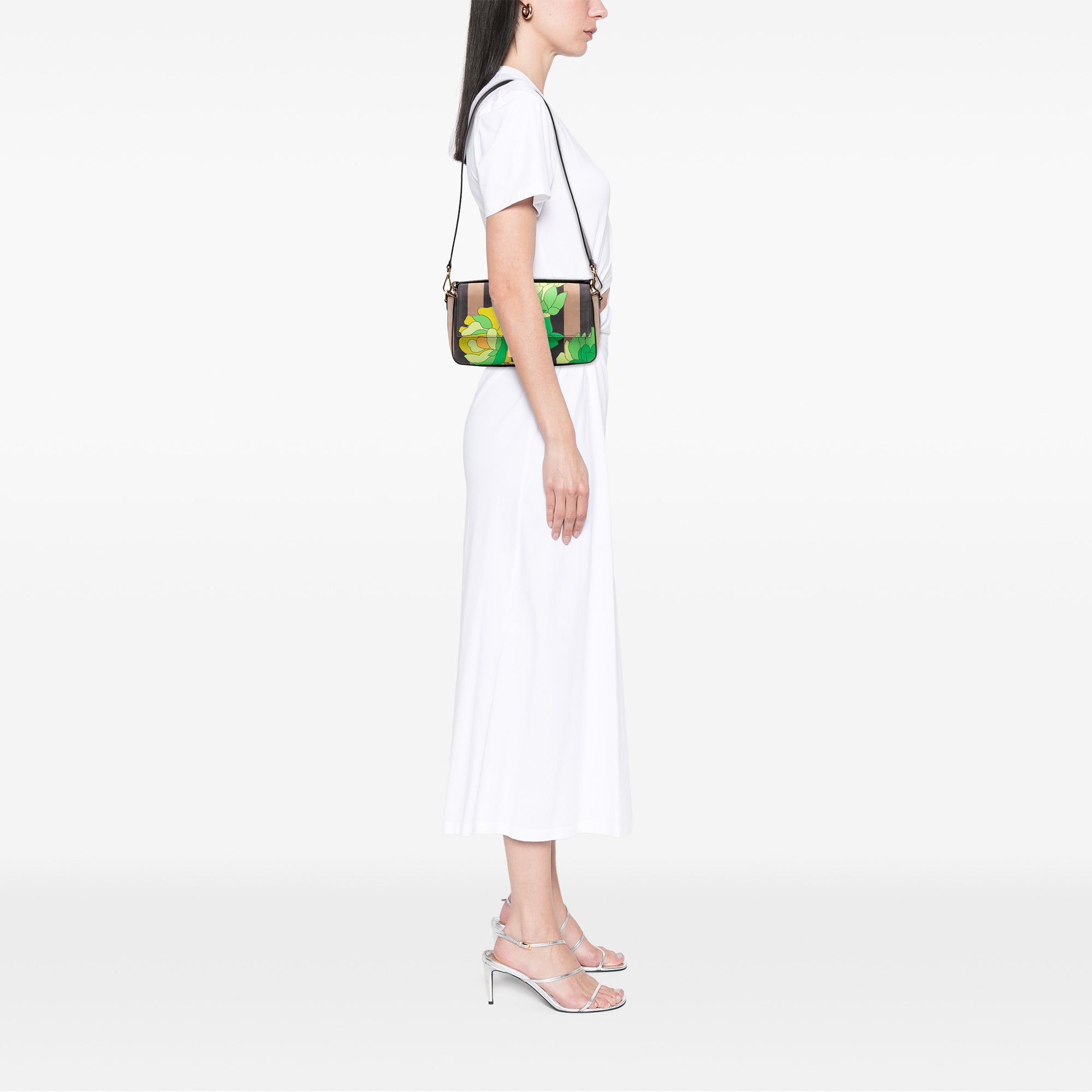 Fendi Pequin Nubuck Floral Baguette Satchel - image 9