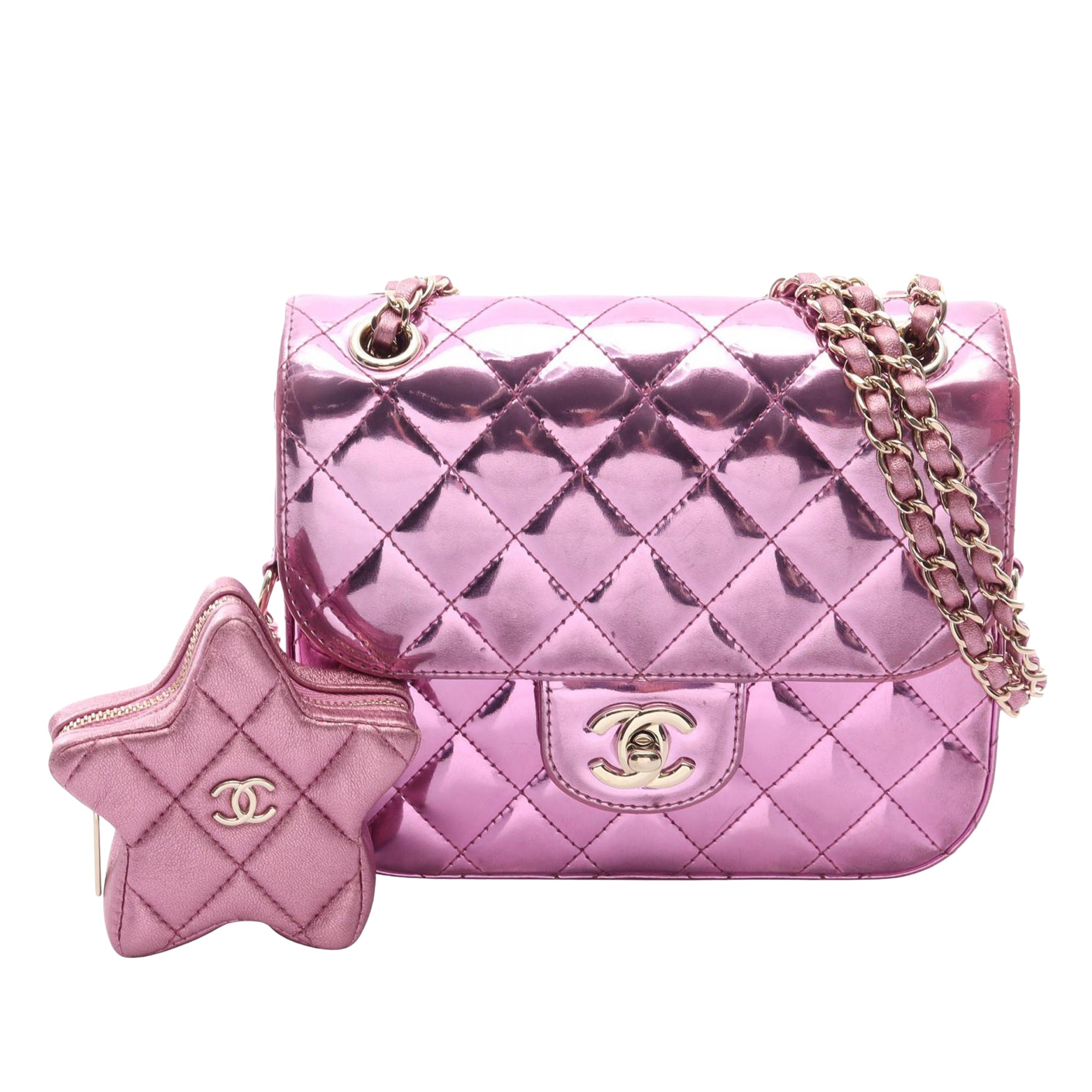 Chanel Mini Quilted Metallic Mirror Calfskin Hollywood Boulevard Flap - image 1
