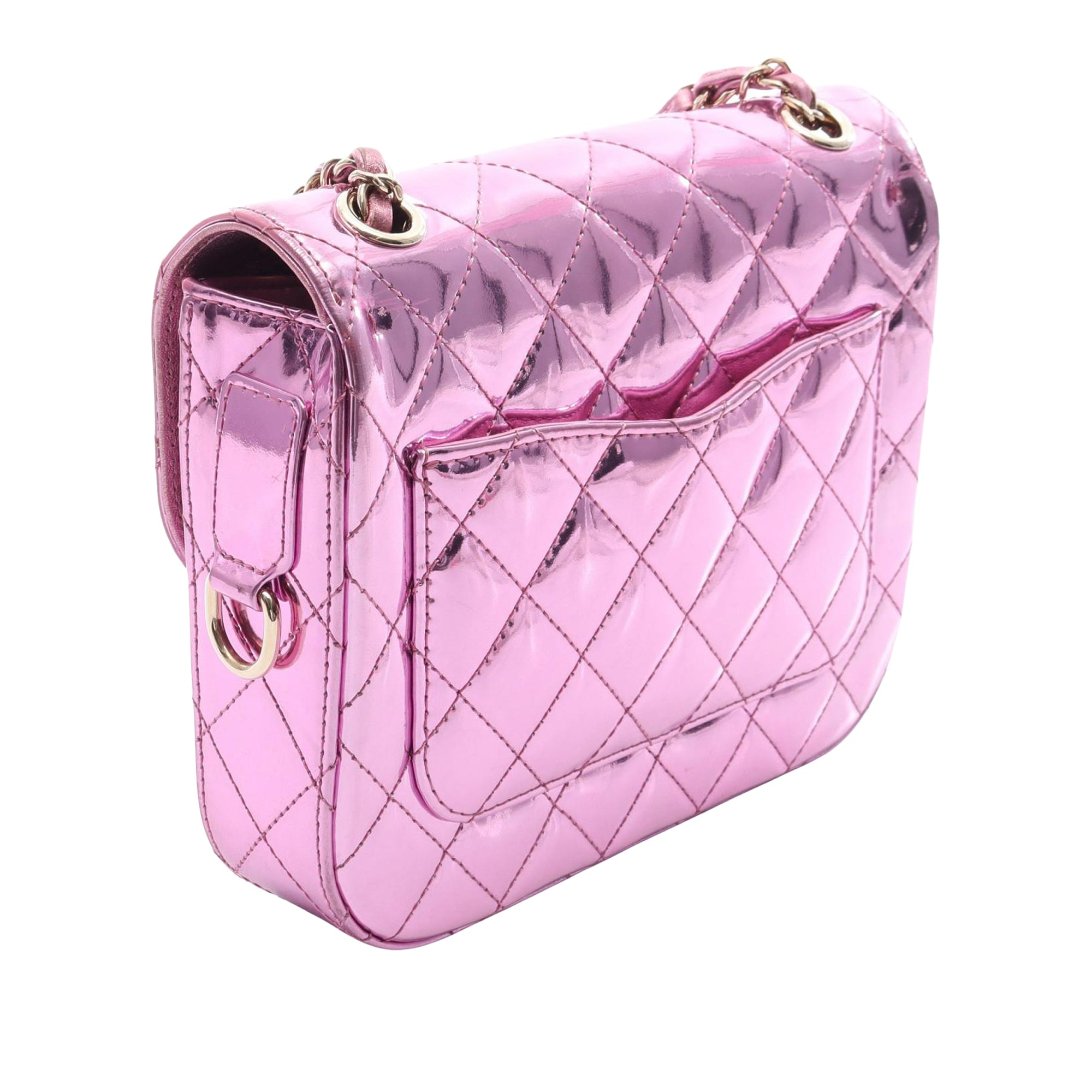 Chanel Mini Quilted Metallic Mirror Calfskin Hollywood Boulevard Flap - image 2