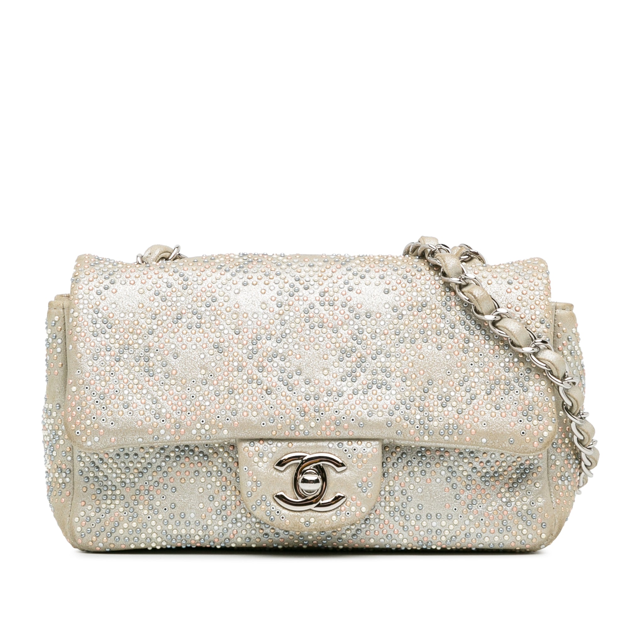 Chanel Mini Iridescent and Studded Calfskin Flap - image 1