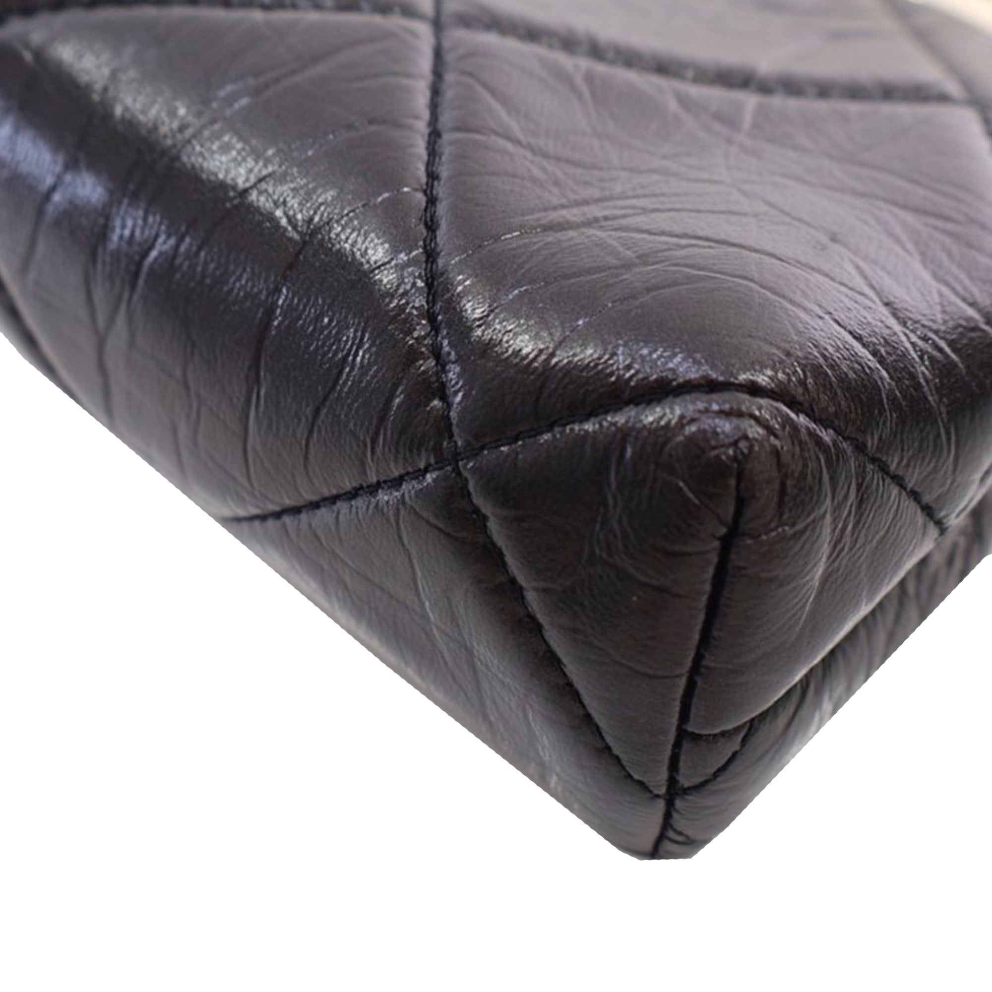 Chanel Quilted Aged Lambskin Kiss Lock Clutch with Chain - image 11