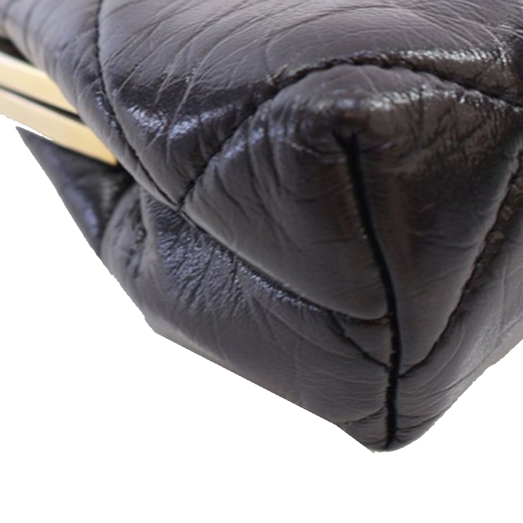 Chanel Quilted Aged Lambskin Kiss Lock Clutch with Chain - image 12