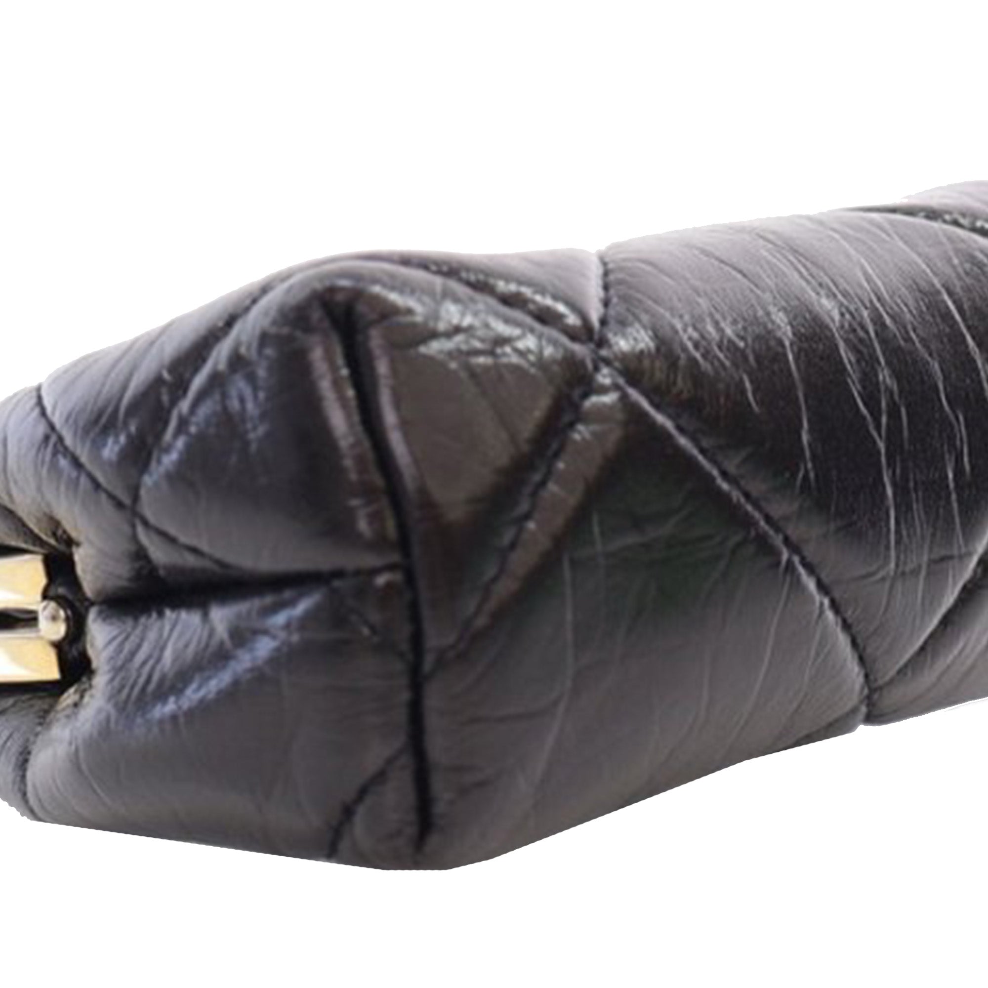 Chanel Quilted Aged Lambskin Kiss Lock Clutch with Chain - image 13