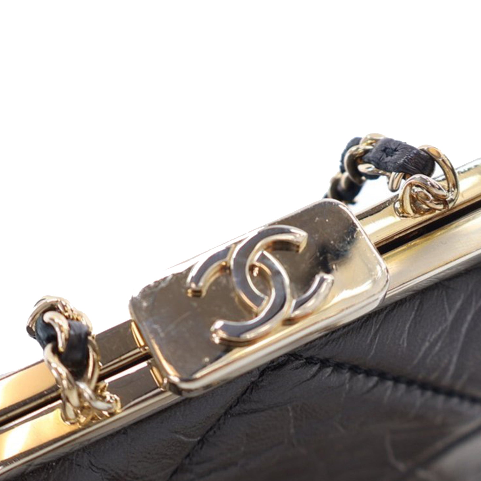 Chanel Quilted Aged Lambskin Kiss Lock Clutch with Chain - image 6