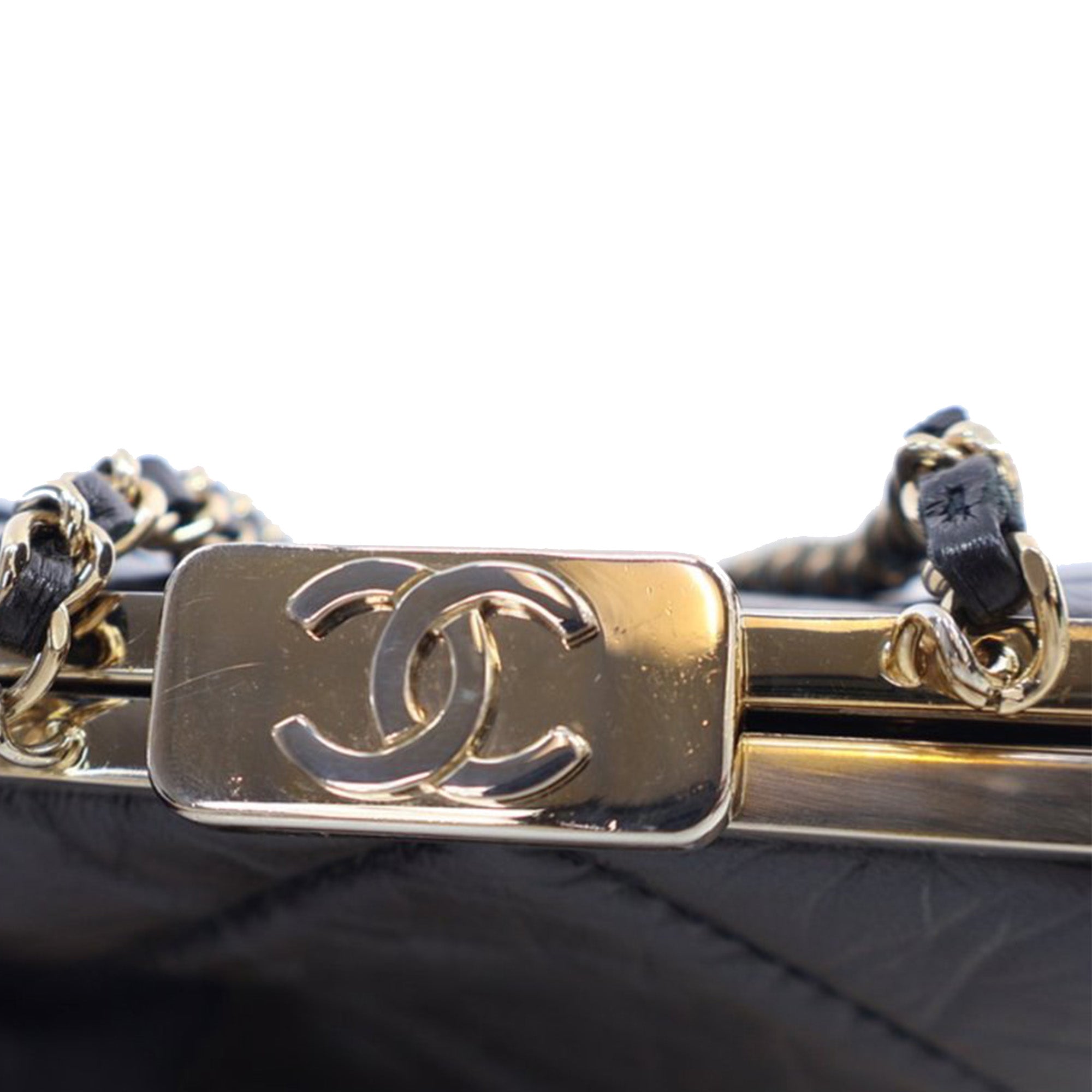 Chanel Quilted Aged Lambskin Kiss Lock Clutch with Chain - image 7