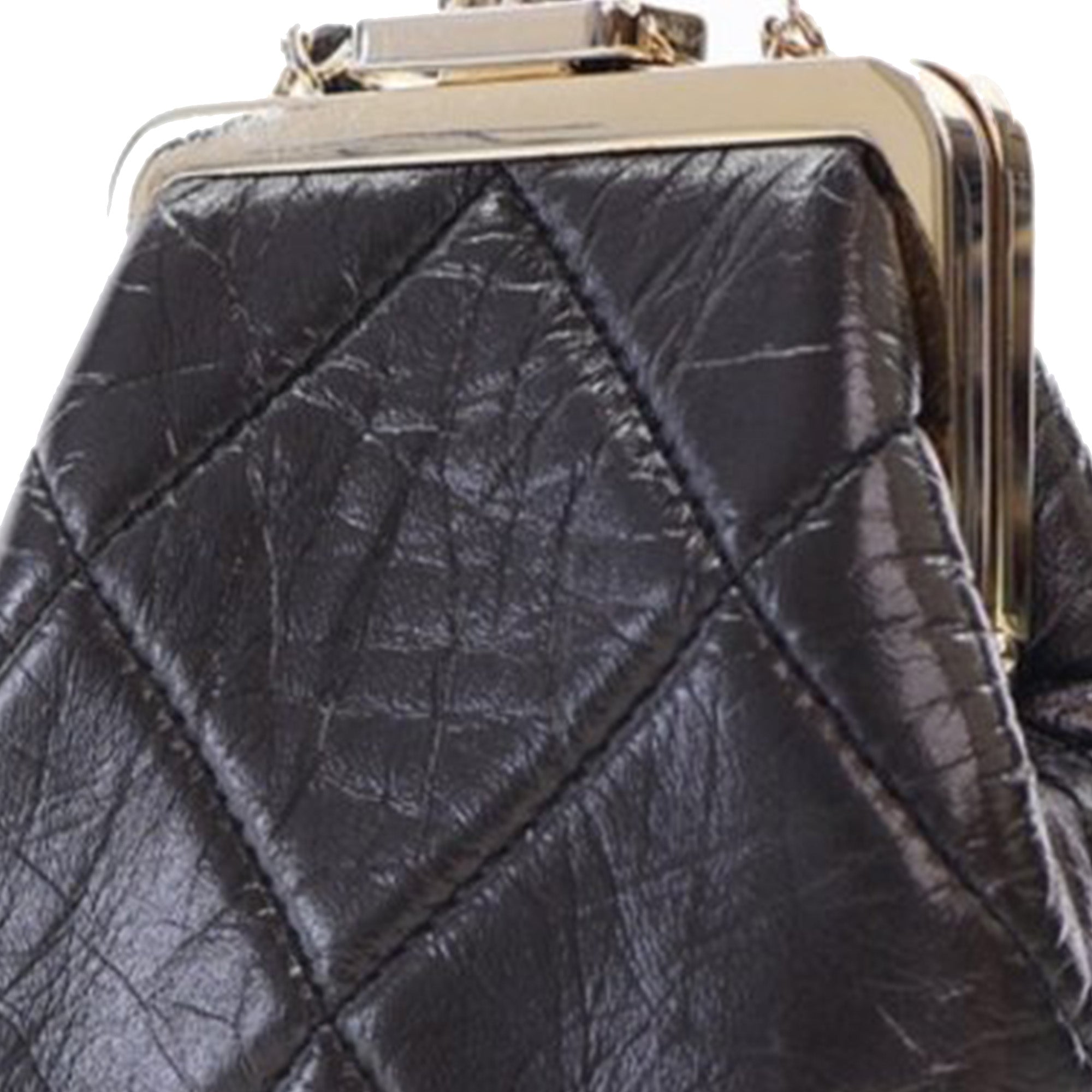 Chanel Quilted Aged Lambskin Kiss Lock Clutch with Chain - image 8