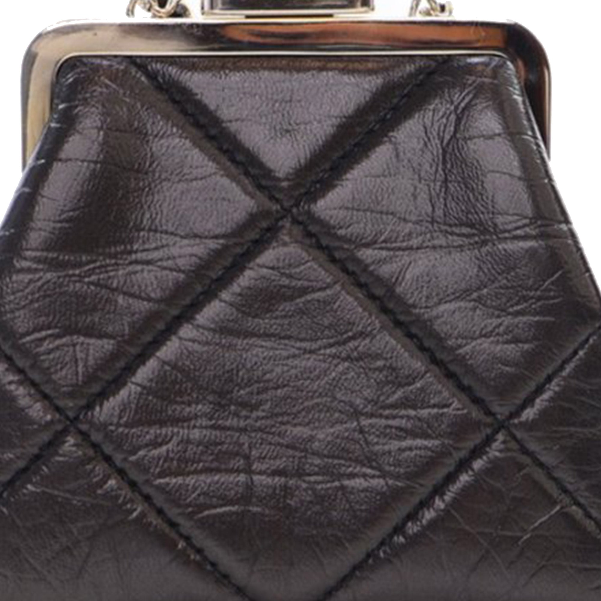 Chanel Quilted Aged Lambskin Kiss Lock Clutch with Chain - image 9