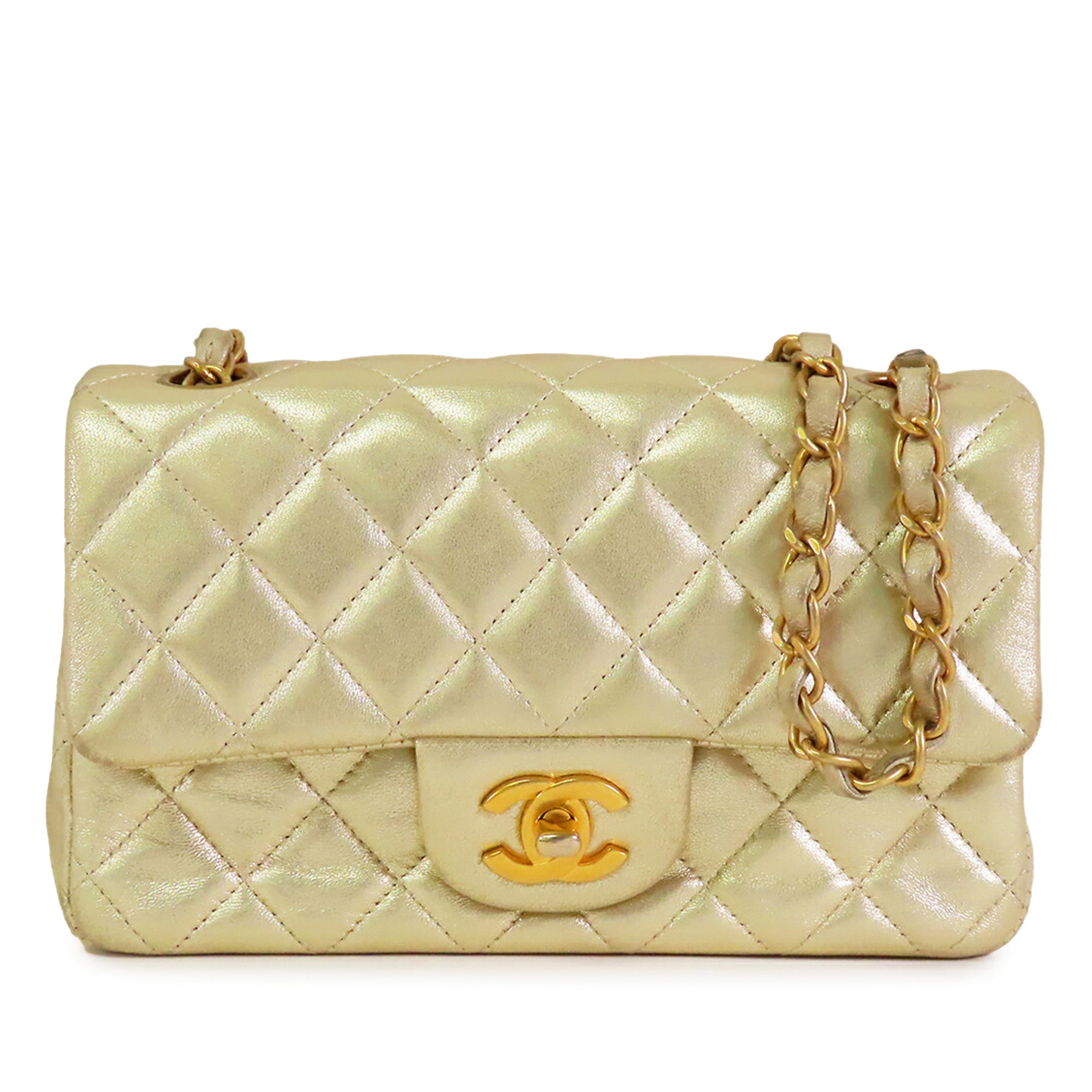 Chanel Mini Rectangular Classic Metallic Lambskin Single Flap - image 1