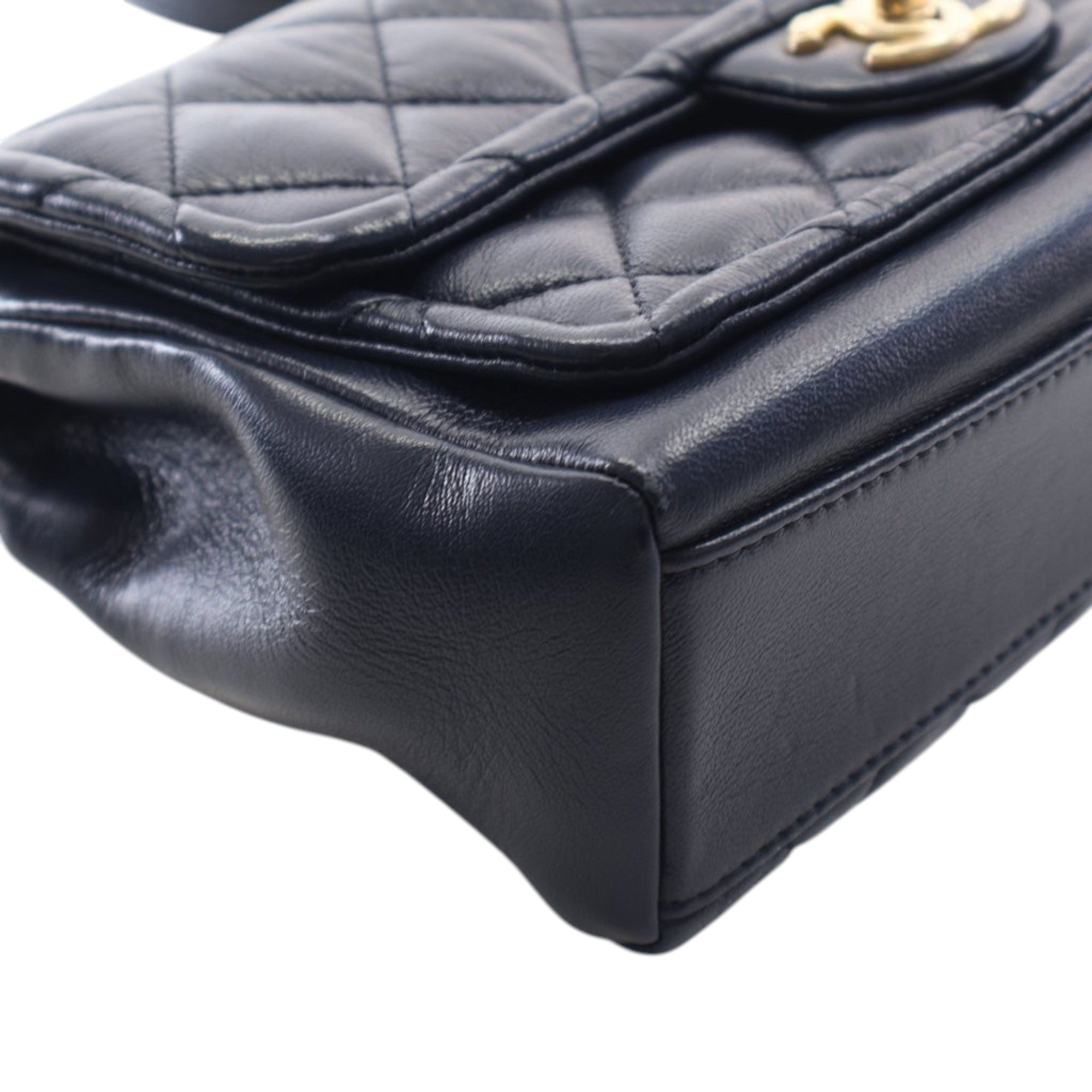 Chanel Small Quilted Crinkled Calfskin Chain Link Flap - image 10