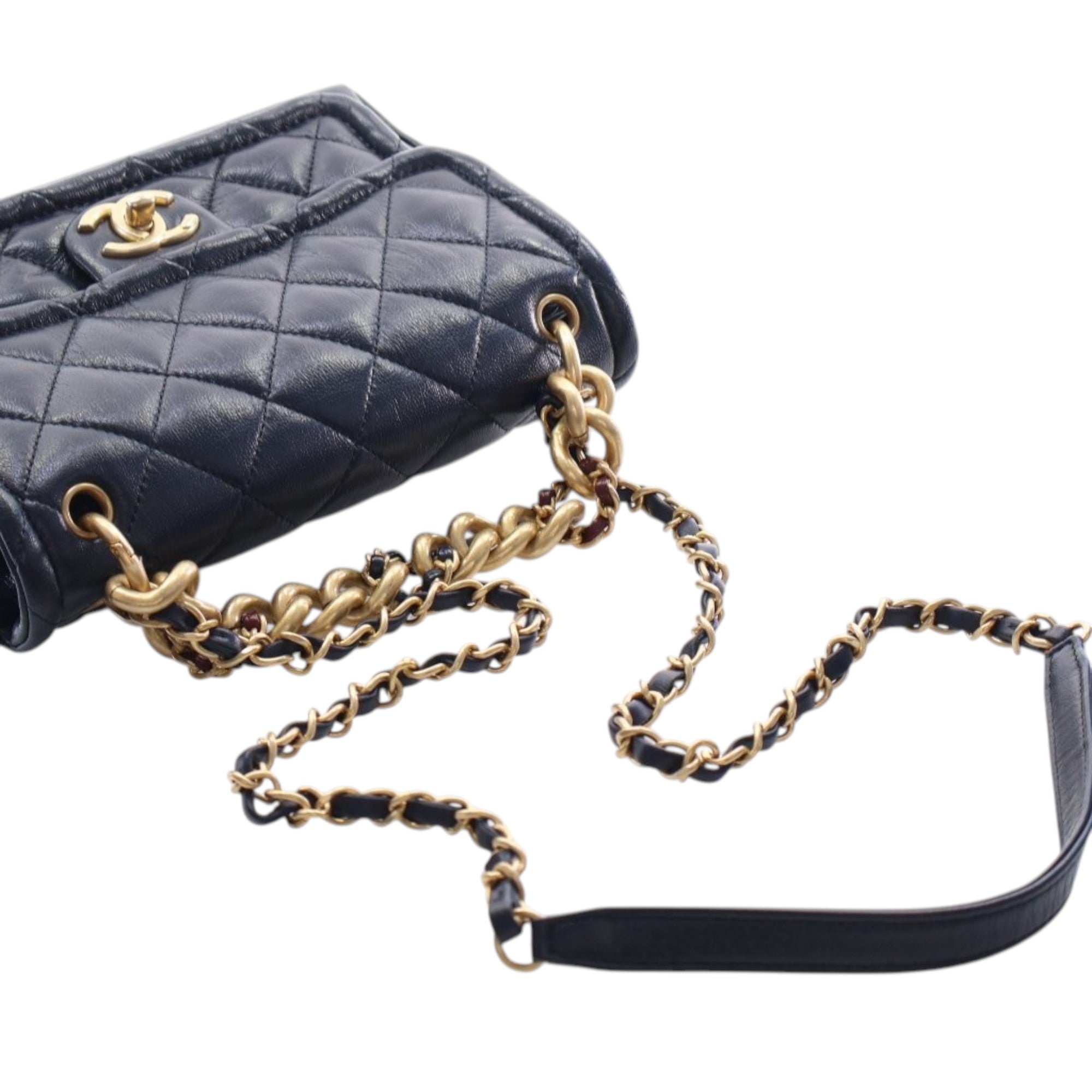 Chanel Small Quilted Crinkled Calfskin Chain Link Flap - image 14