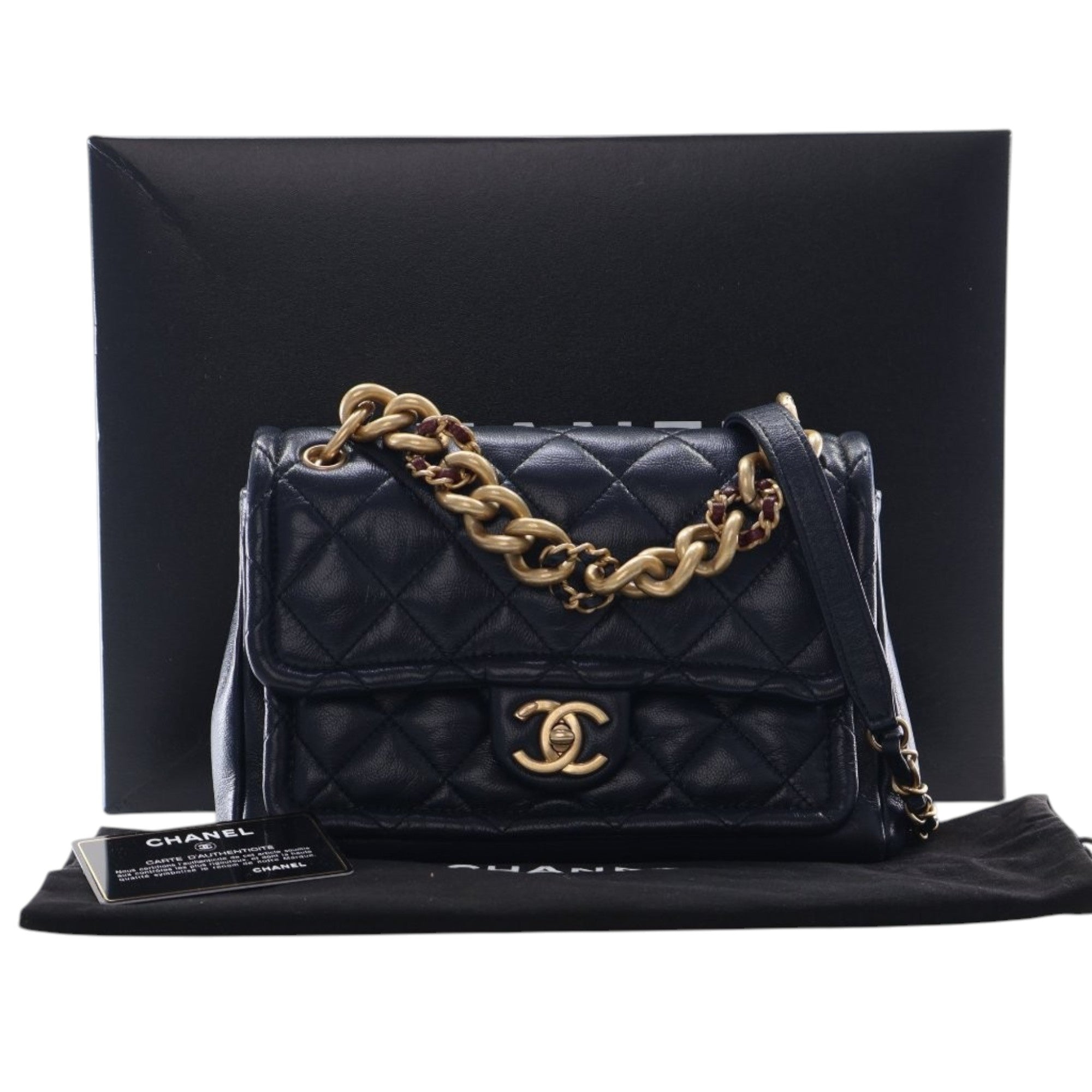 Chanel Small Quilted Crinkled Calfskin Chain Link Flap - image 15