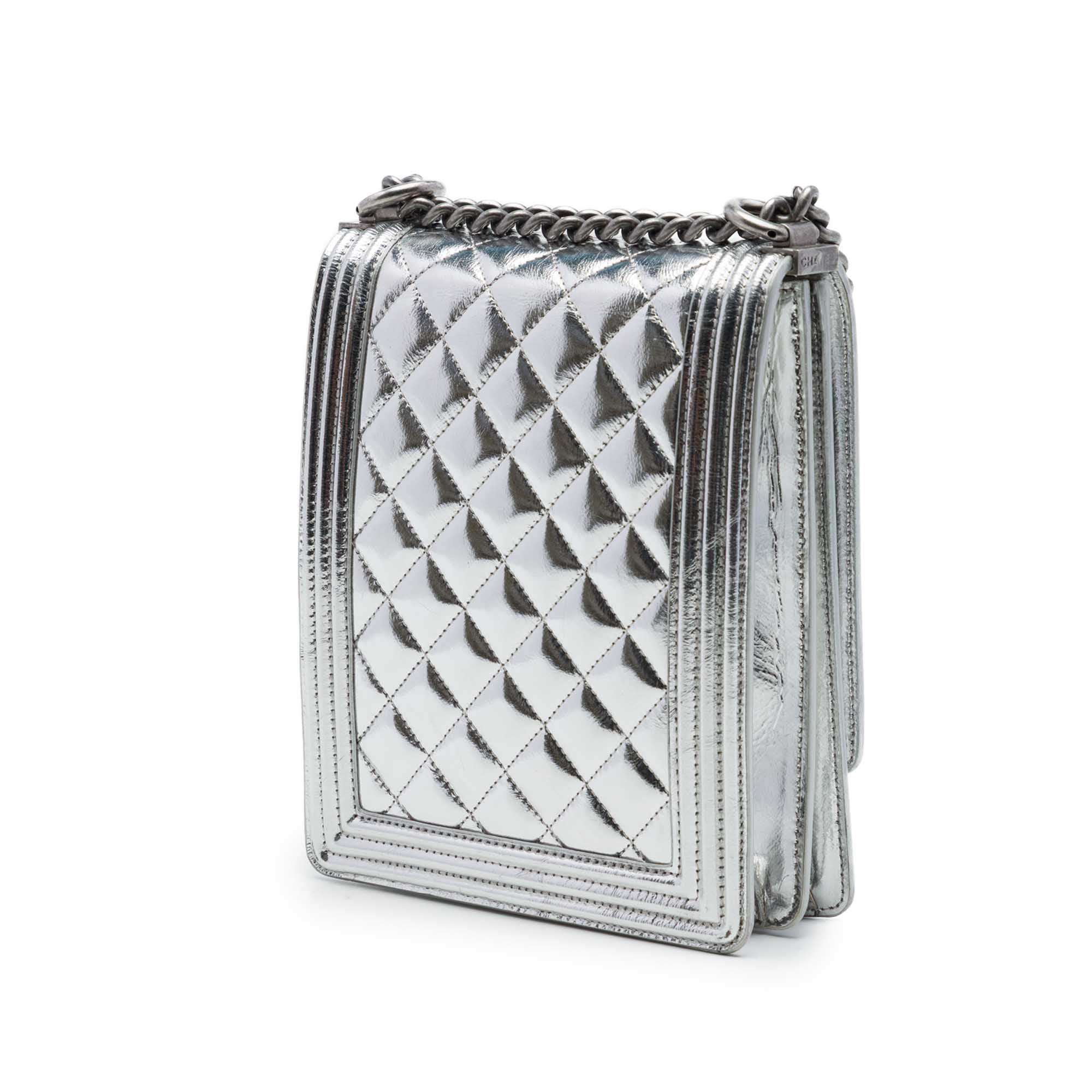 Chanel Quilted Metallic Calfskin North South Boy Flap - image 2