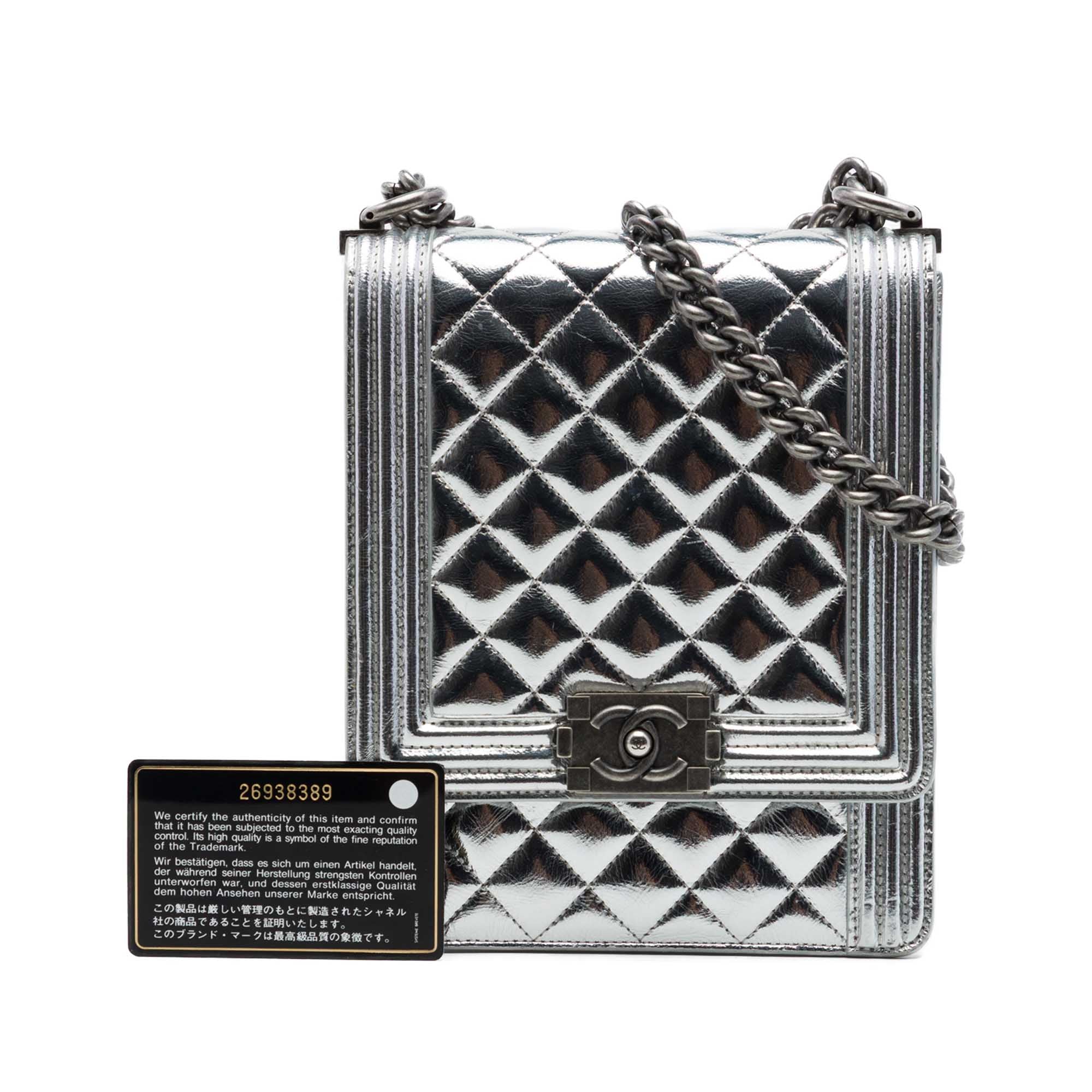 Chanel Quilted Metallic Calfskin North South Boy Flap - image 7