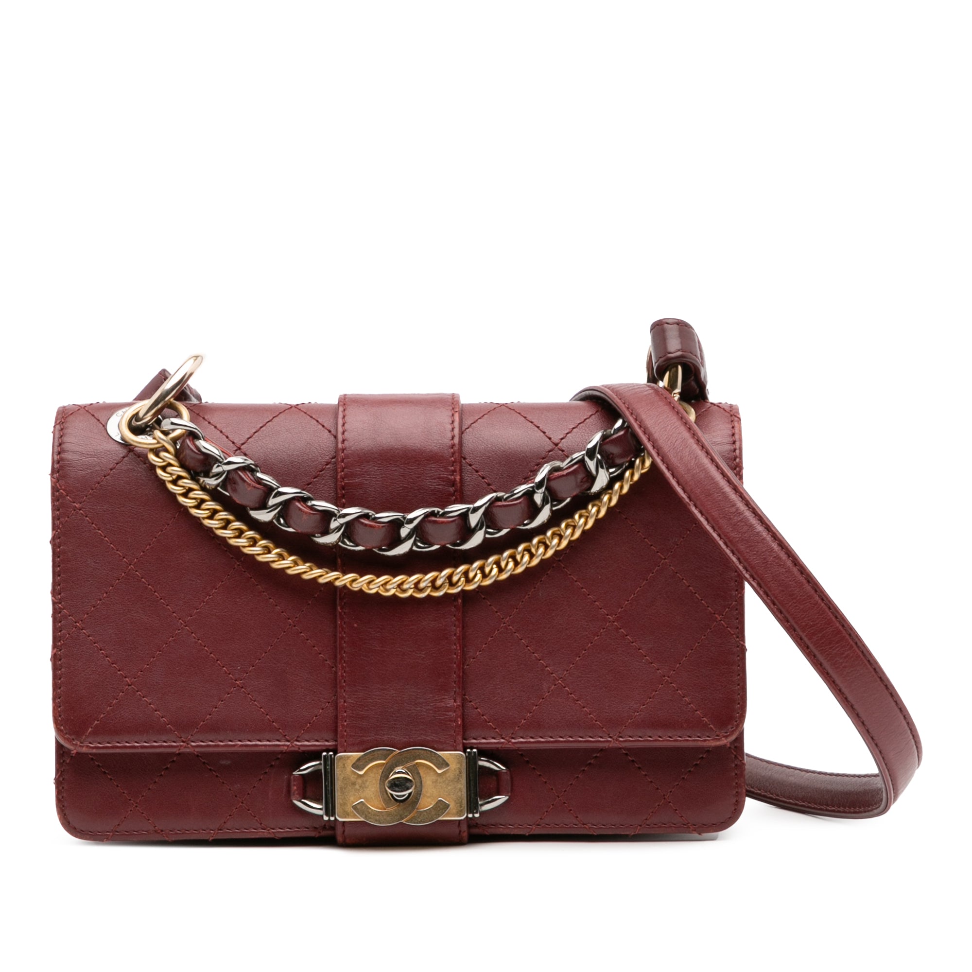 Chanel CC Stitched Calfskin Chain Flap - image 1