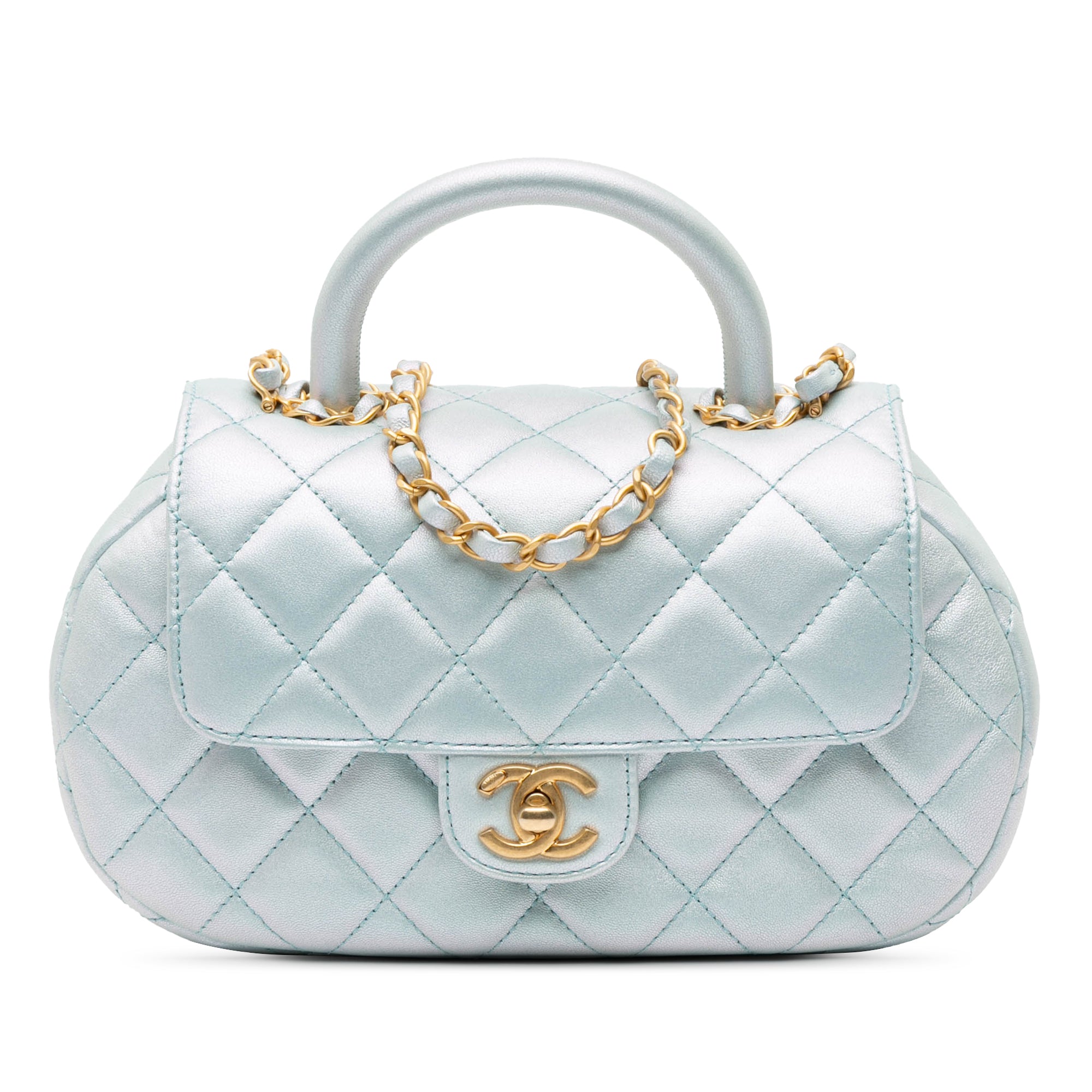 Chanel CC Quilted Lambskin Top Handle Bag - image 1