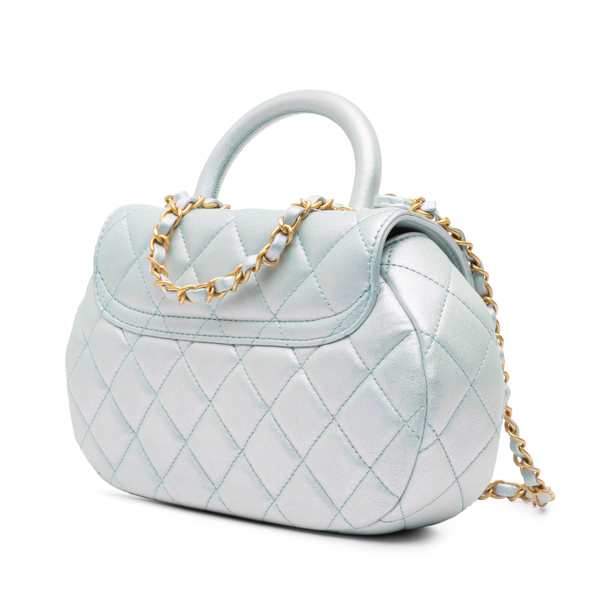 Chanel CC Quilted Lambskin Top Handle Bag - image 2