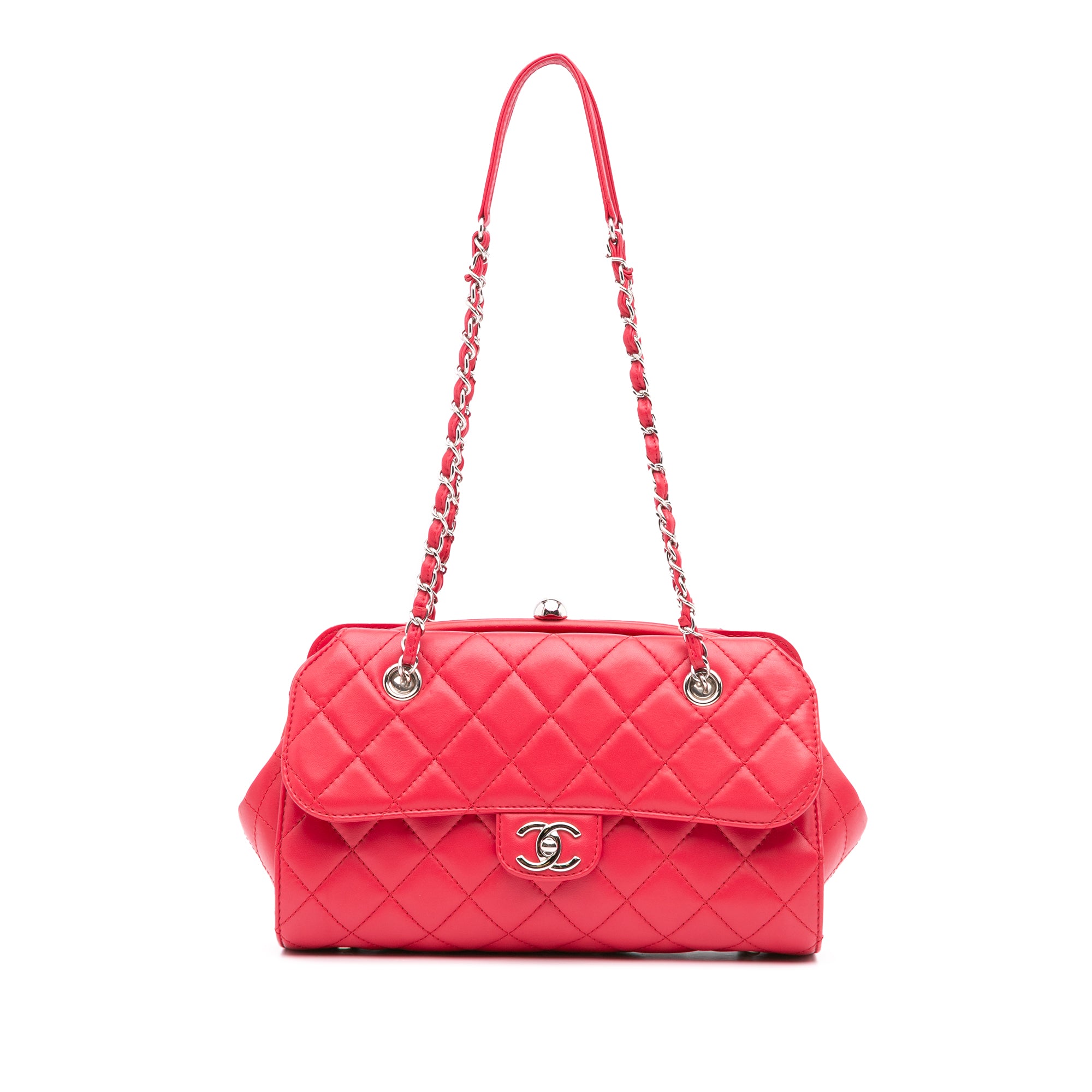 Chanel CC Quilted Lambskin Kisslock Frame Flap Tote - image 1