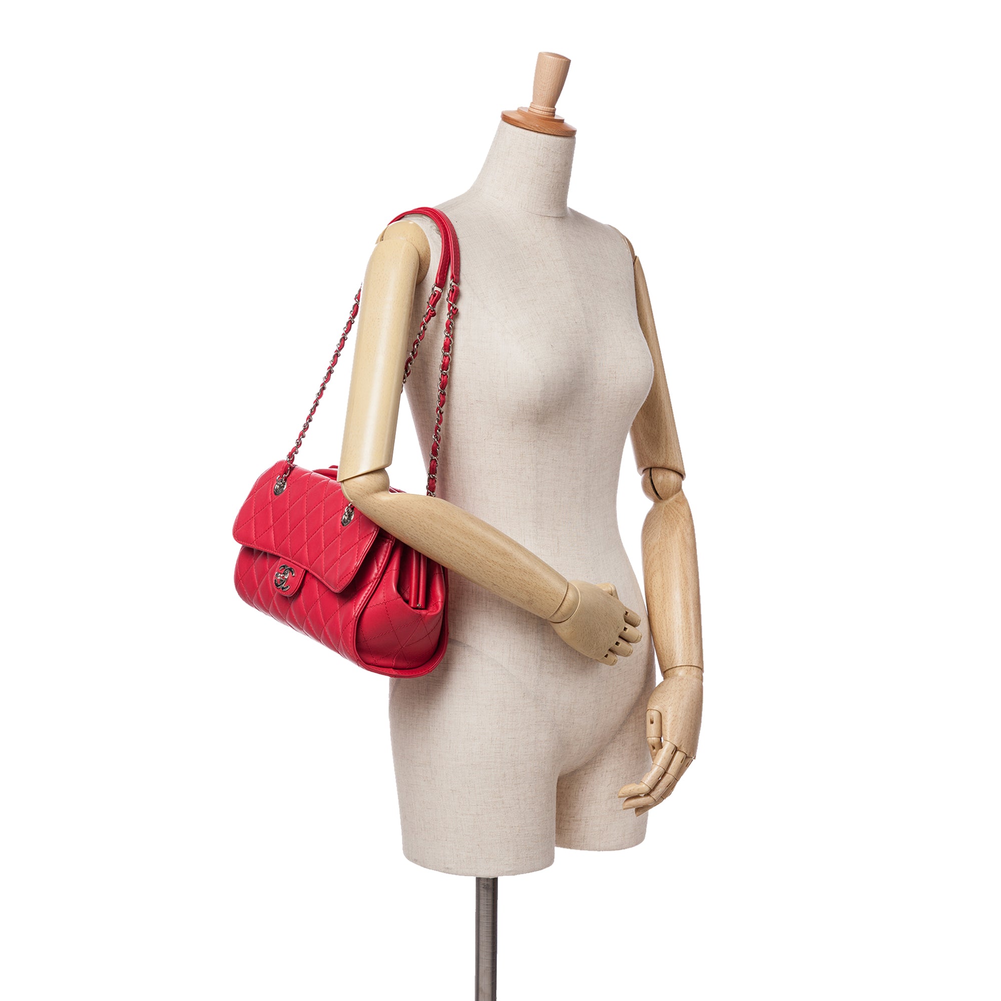 Chanel CC Quilted Lambskin Kisslock Frame Flap Tote - image 11
