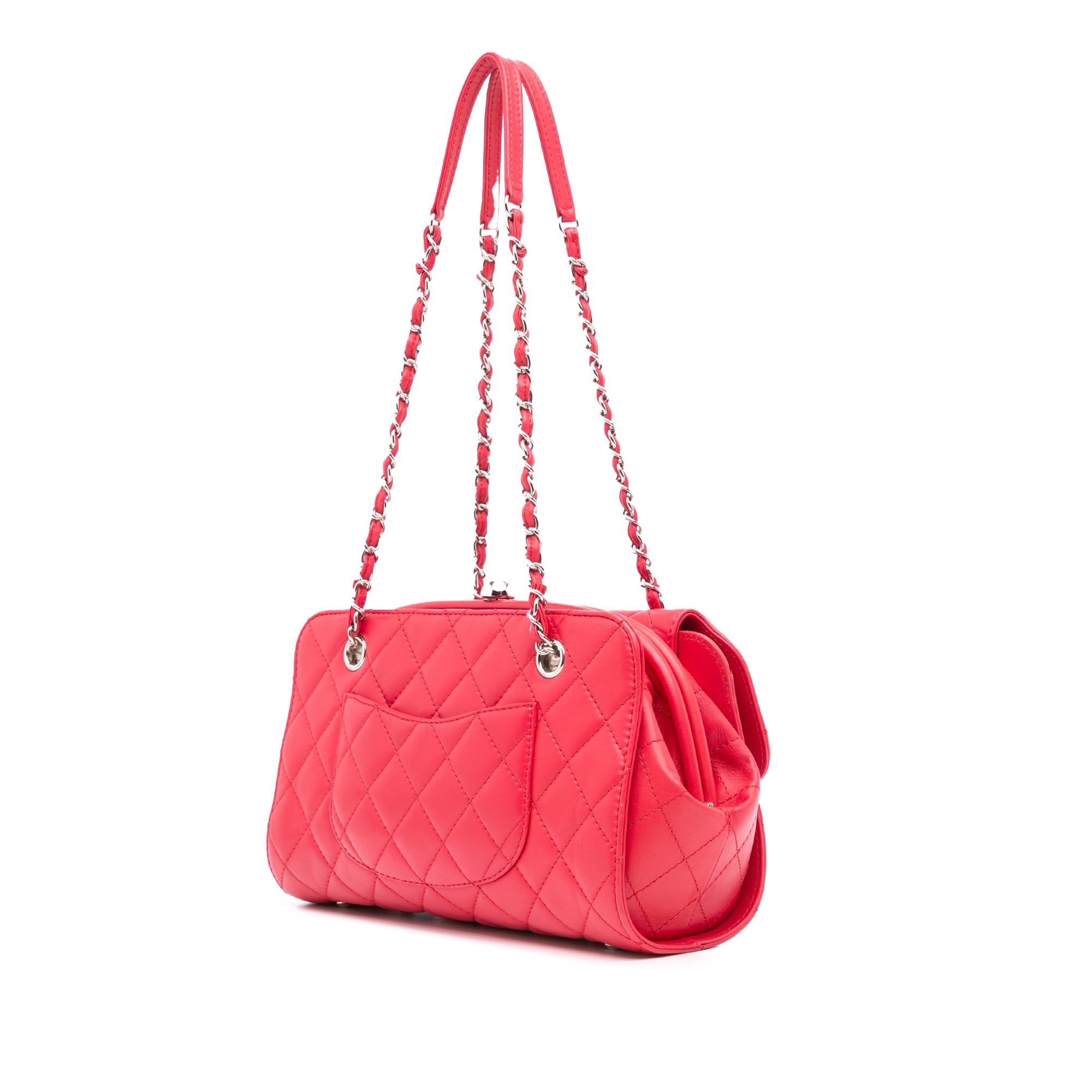 Chanel CC Quilted Lambskin Kisslock Frame Flap Tote - image 2