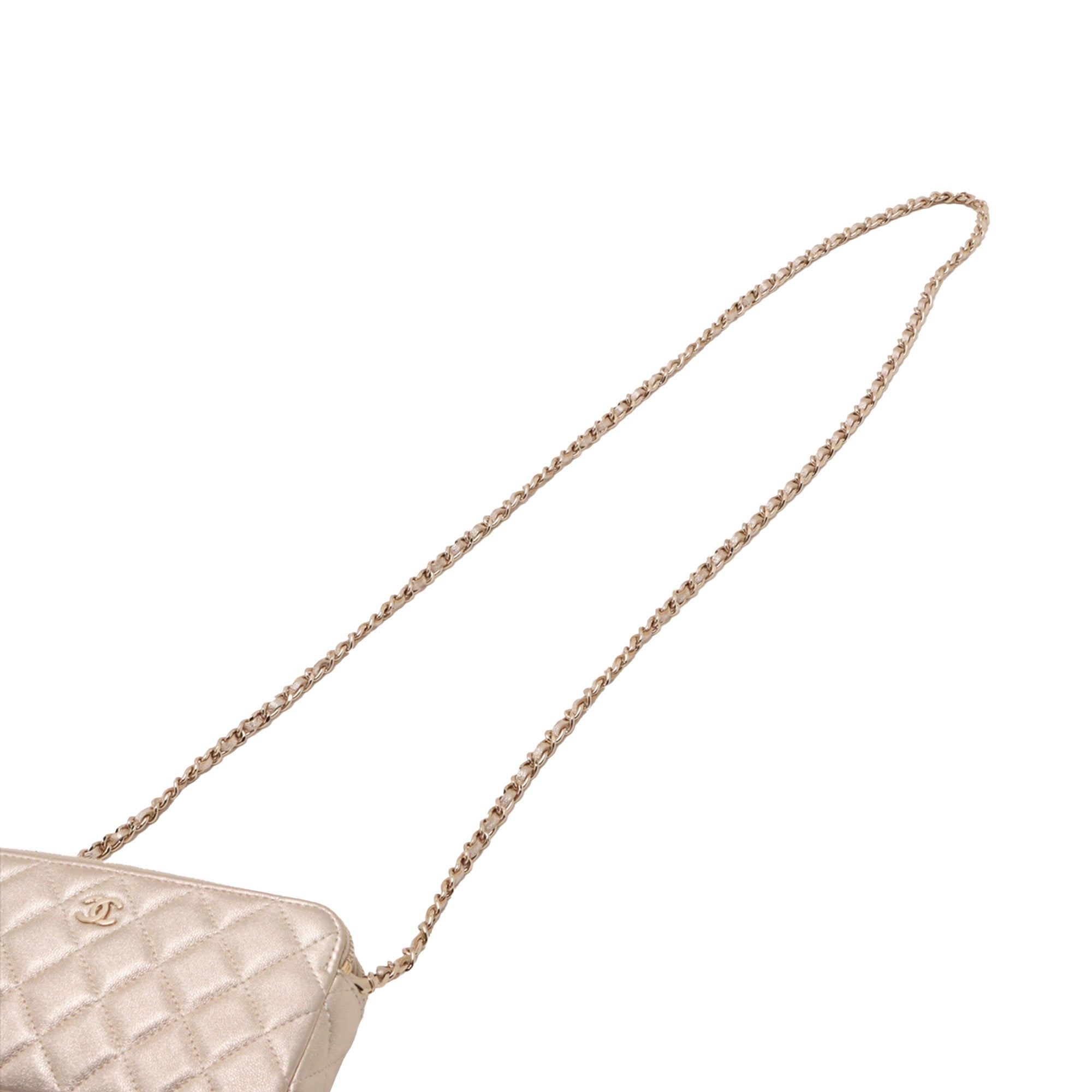 Chanel CC Quilted Metallic Lambskin Wallet on Chain - image 10