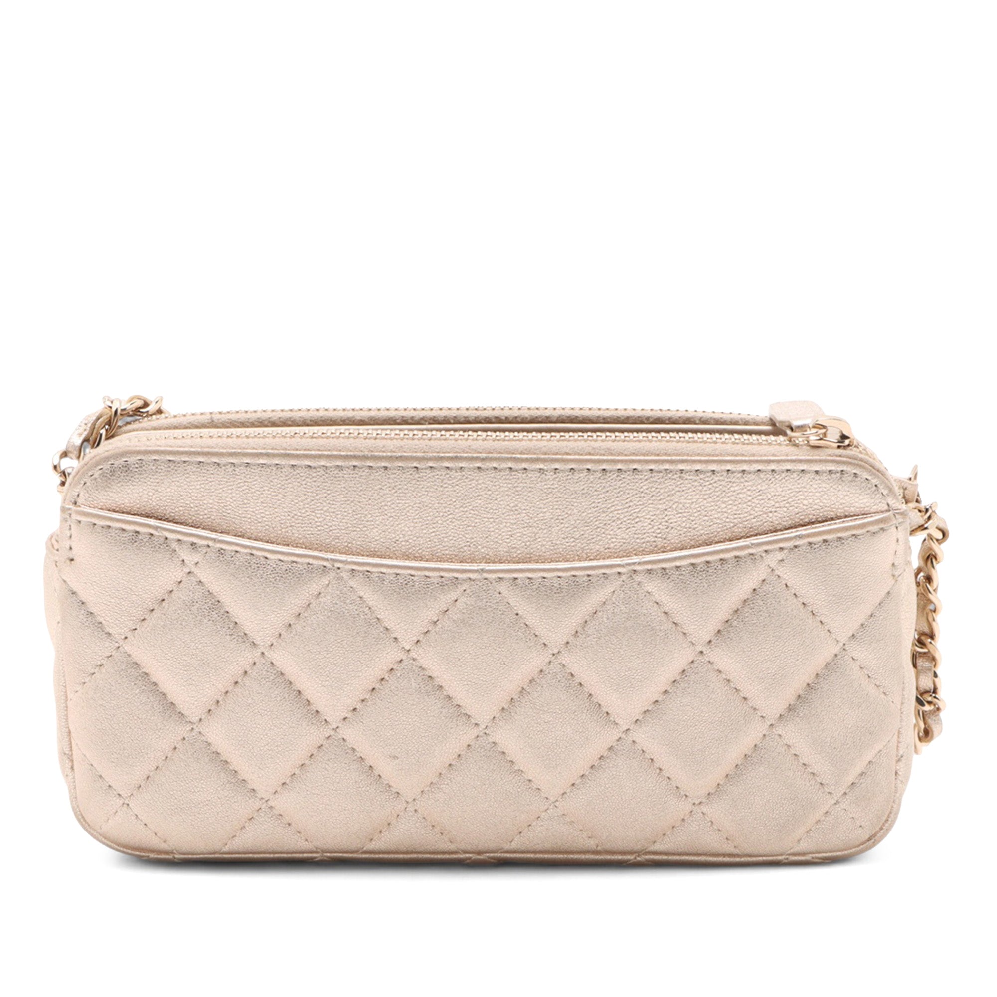 Chanel CC Quilted Metallic Lambskin Wallet on Chain - image 2