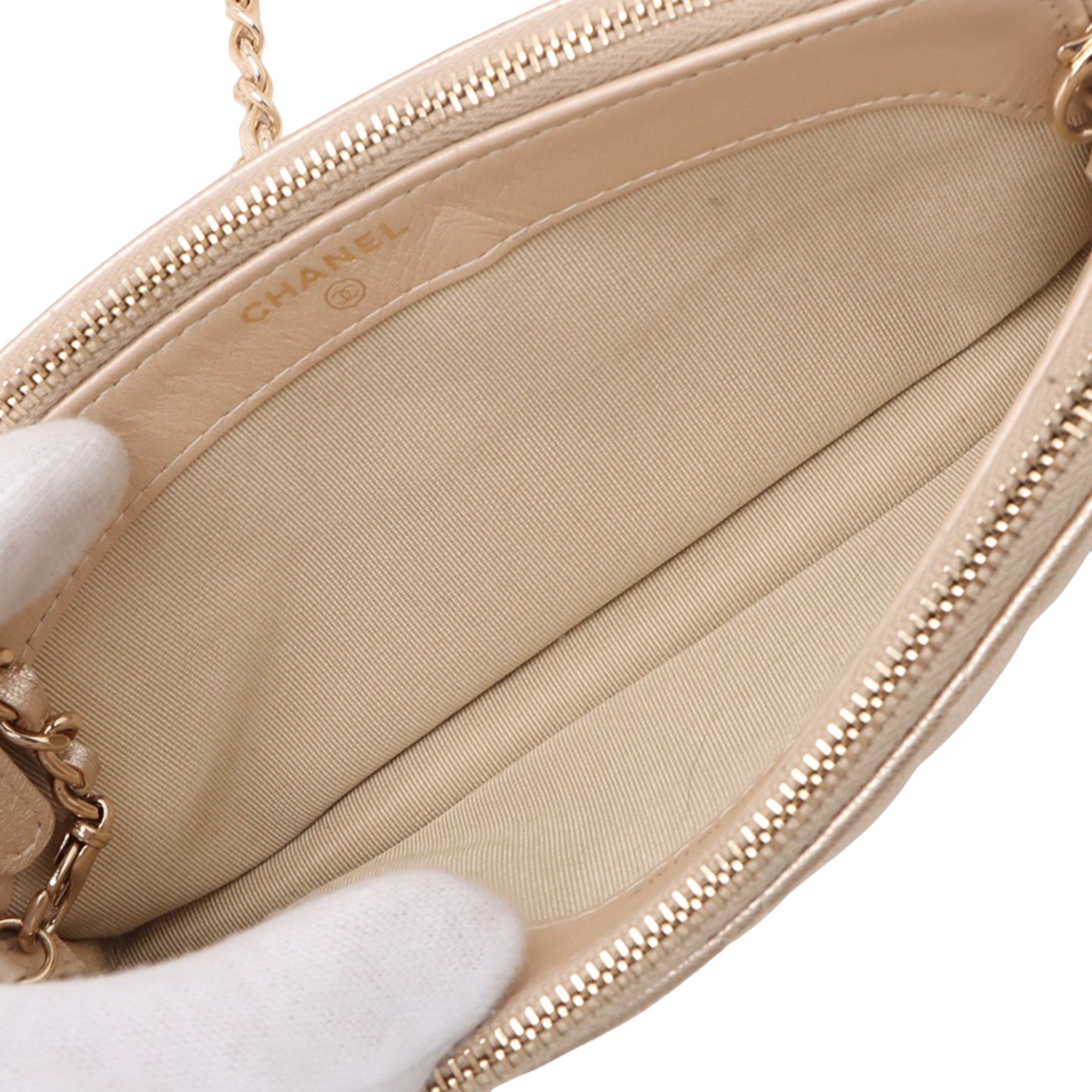 Chanel CC Quilted Metallic Lambskin Wallet on Chain - image 3
