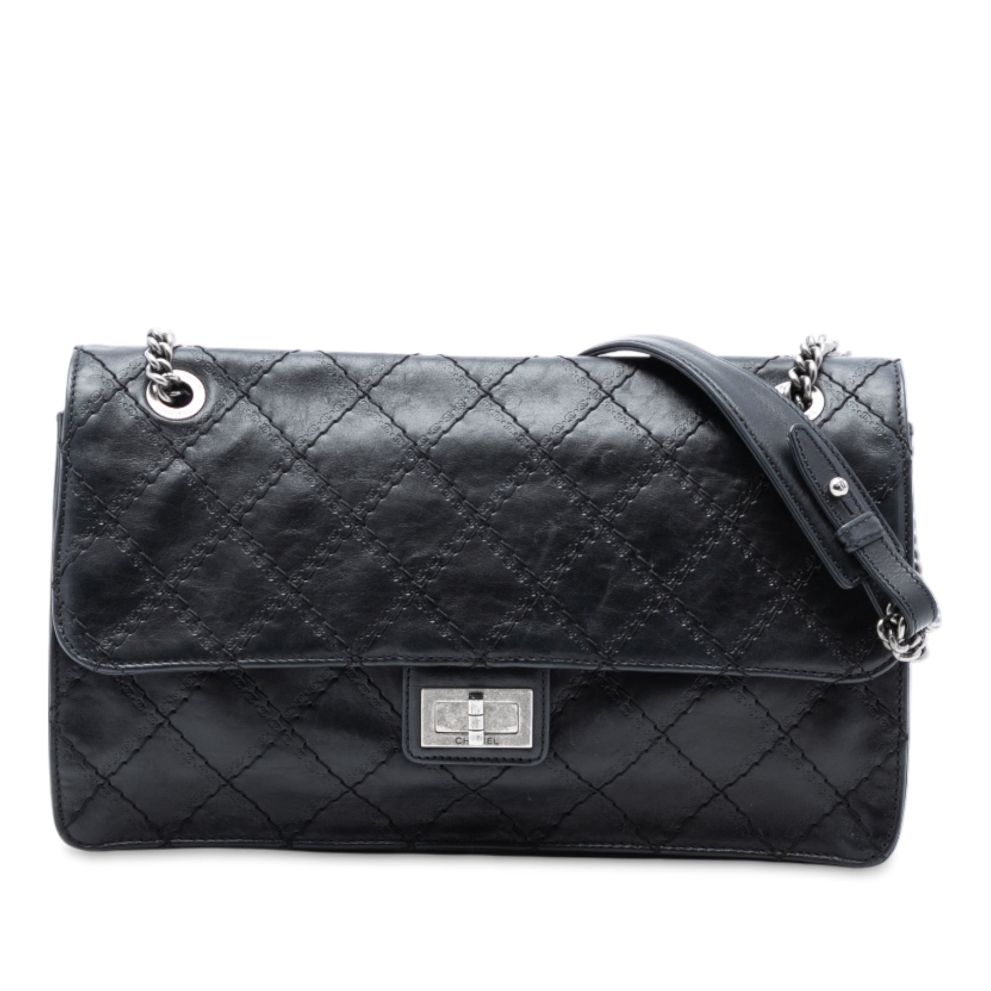 Chanel Embossed CC Quilted Aged Calfskin Reissue 2.55 Single Flap 227 - image 1