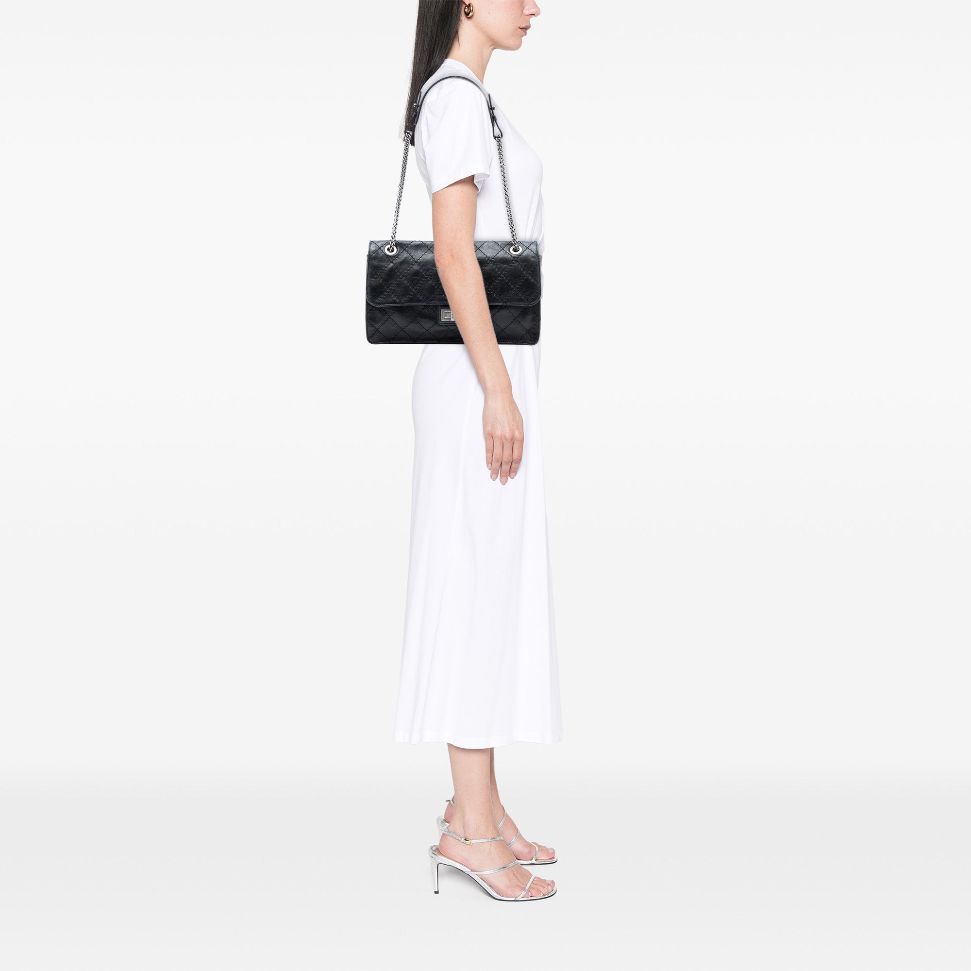 Chanel Embossed CC Quilted Aged Calfskin Reissue 2.55 Single Flap 227 - image 7