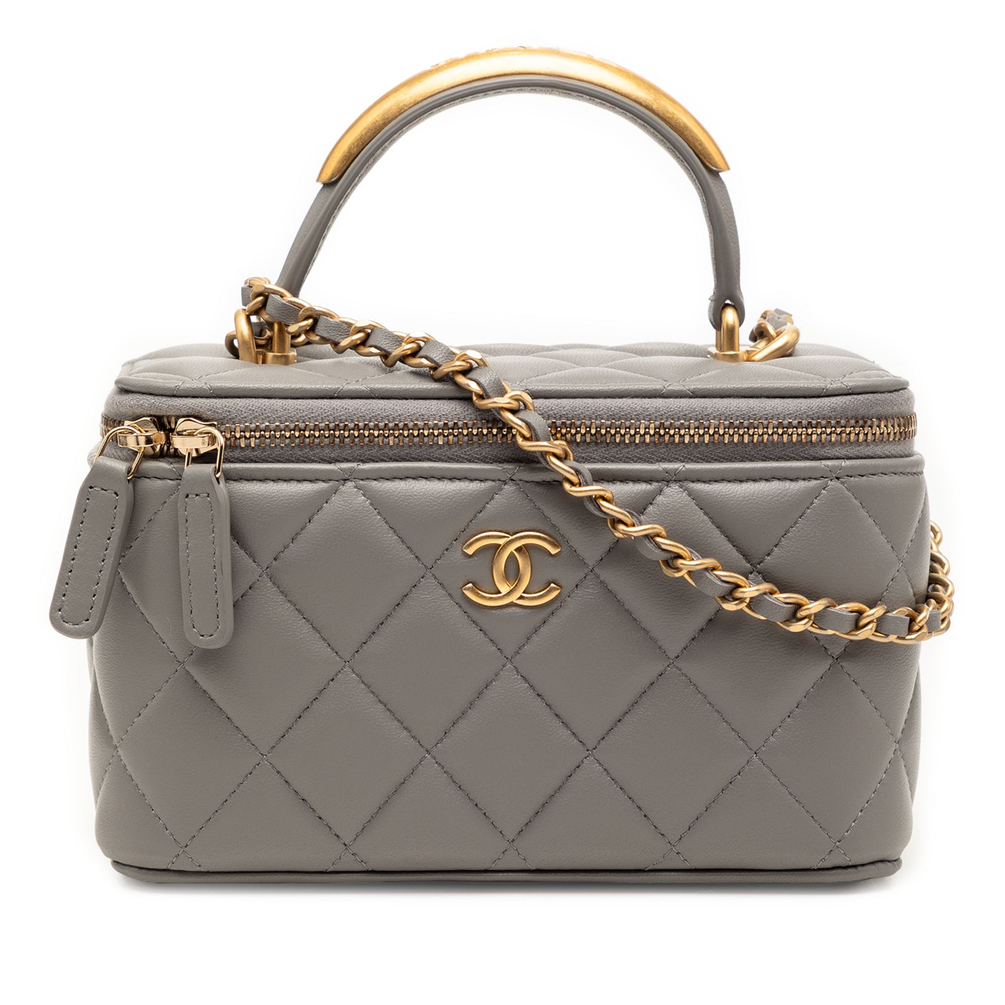 Chanel Small Lambskin Top Handle Vanity Case with Chain - image 1