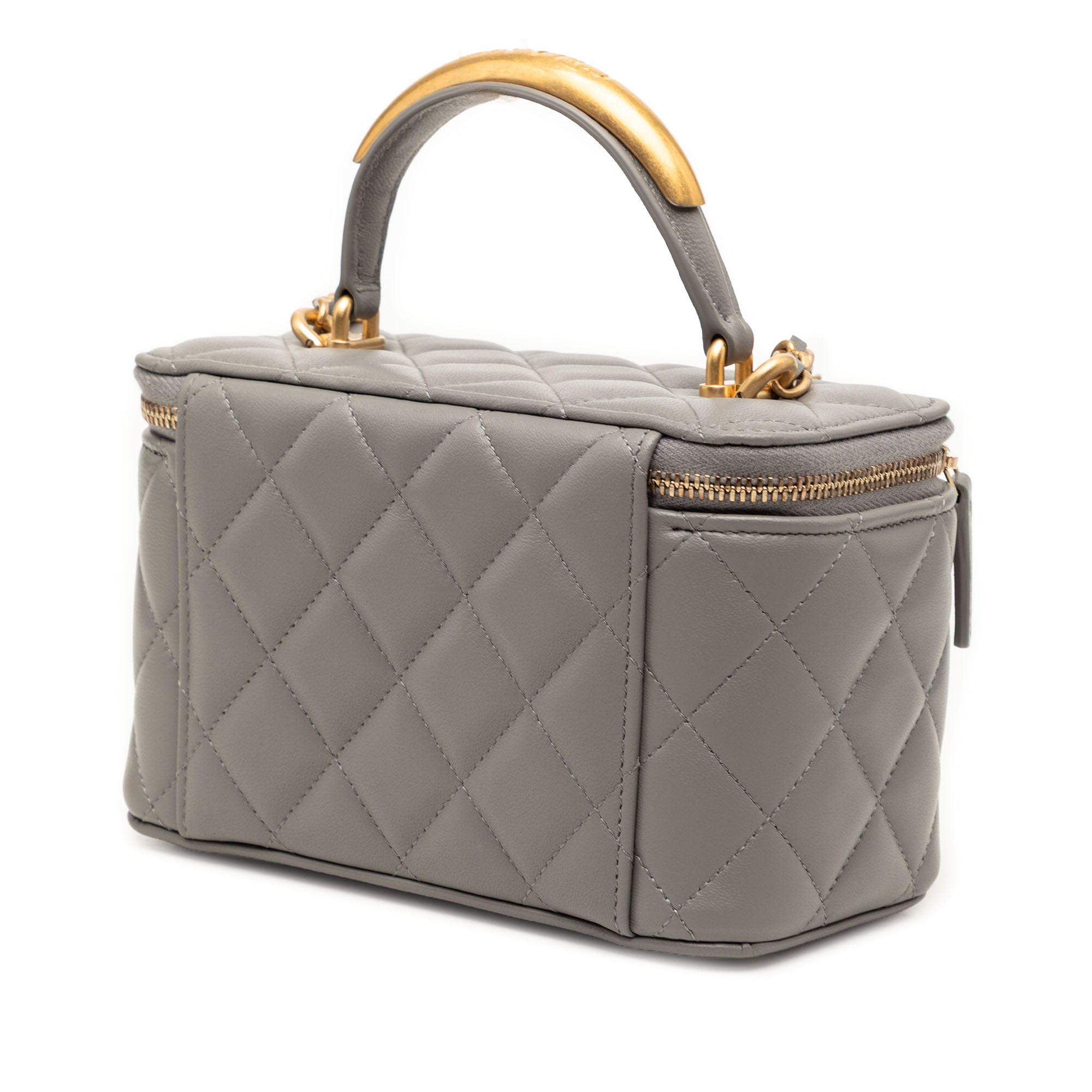 Chanel Small Lambskin Top Handle Vanity Case with Chain - image 2