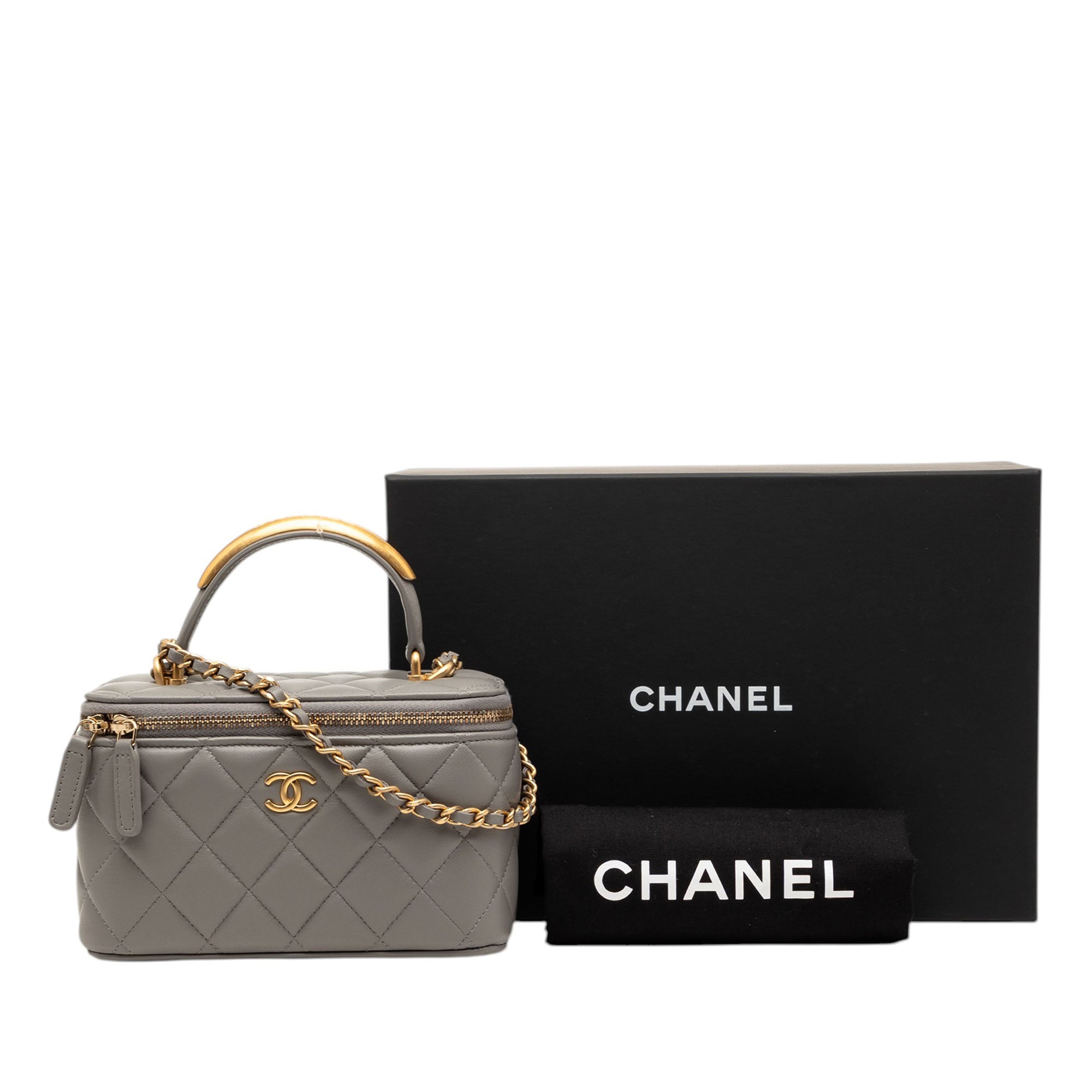 Chanel Small Lambskin Top Handle Vanity Case with Chain - image 9
