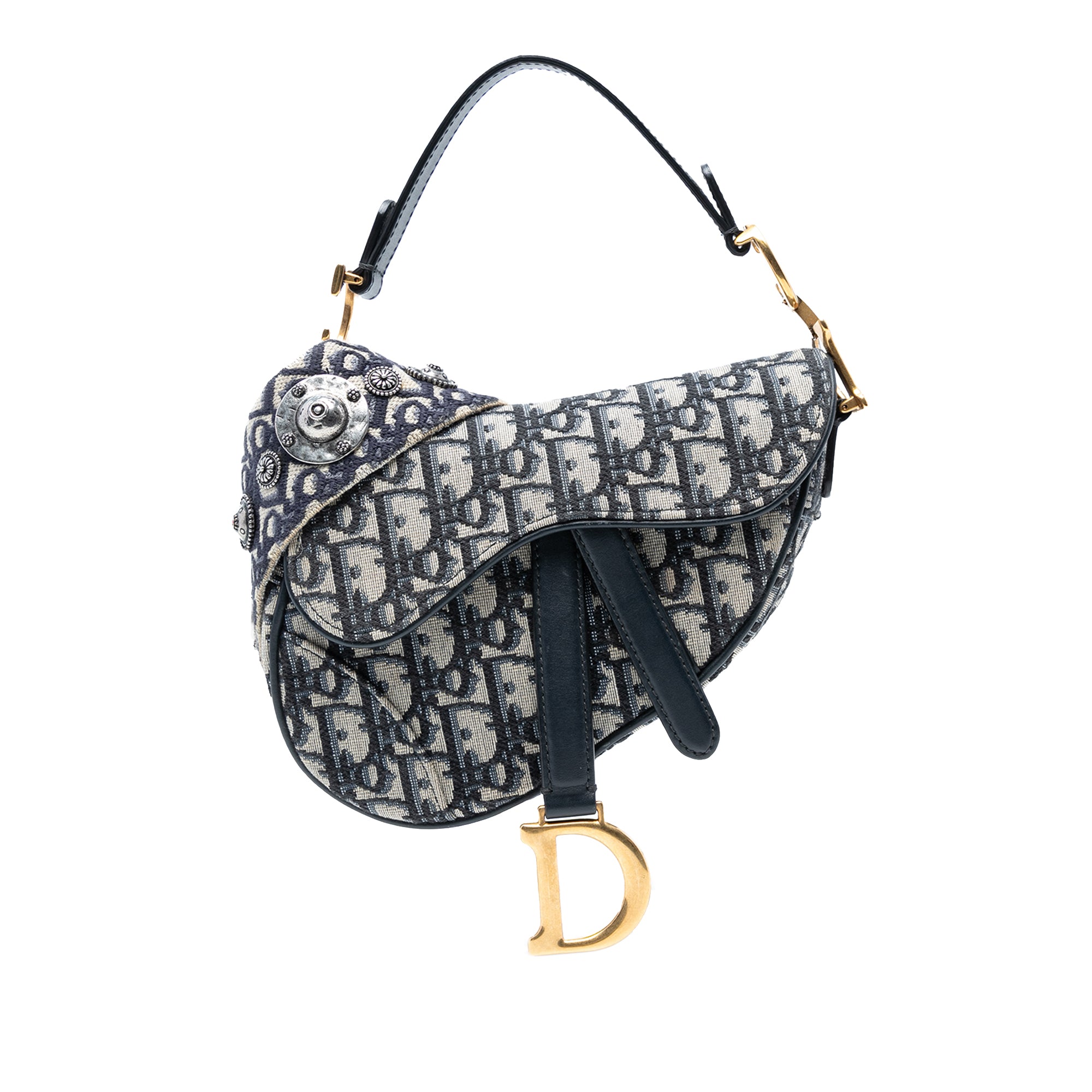 Dior Mini Oblique Canvas Saddle Bag - image 1