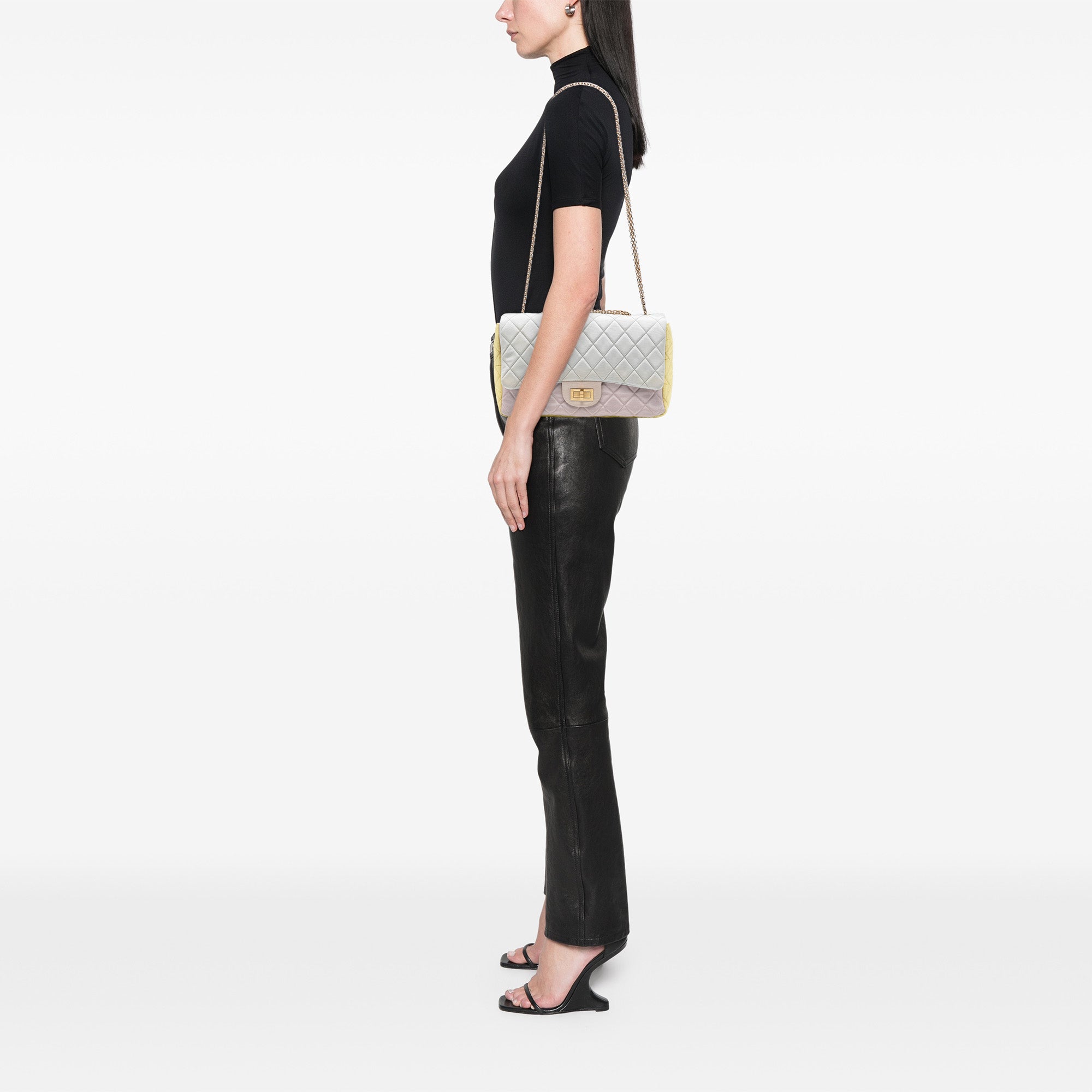 Chanel Tricolor Quilted Grosgrain Satin Reissue 2.55 Single Flap 227 - image 7