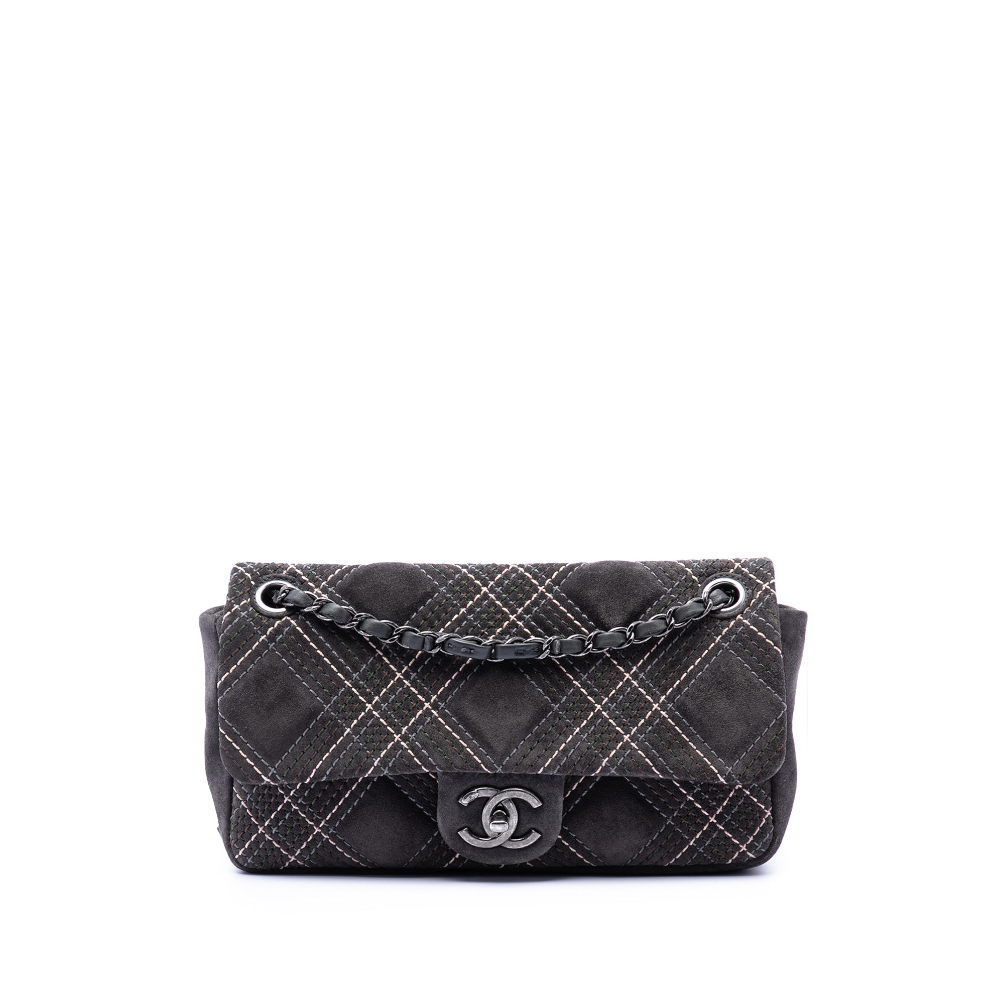 Chanel Paris Edinburgh Medium Stitched Suede Saltire Single Flap - image 1