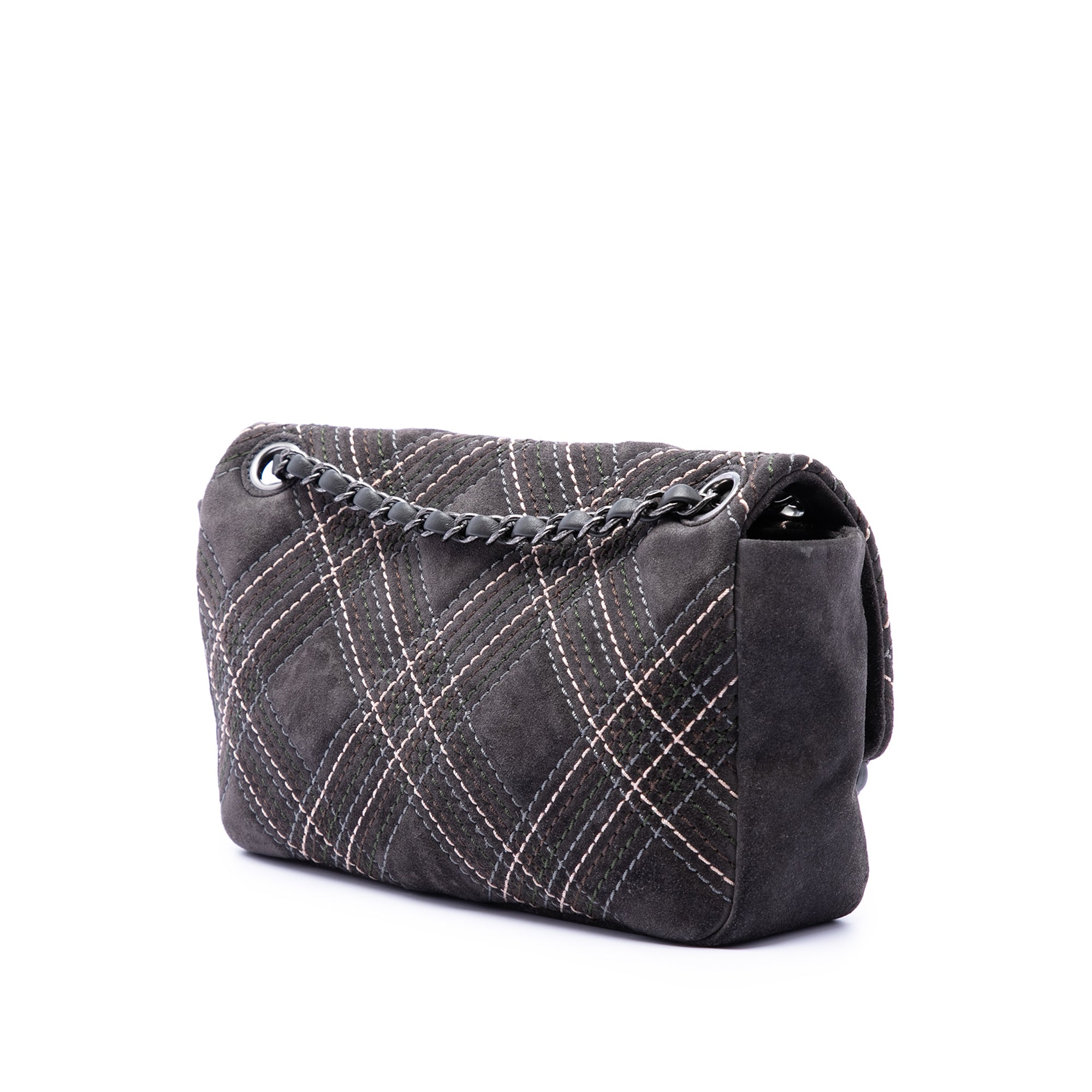 Chanel Paris Edinburgh Medium Stitched Suede Saltire Single Flap - image 2