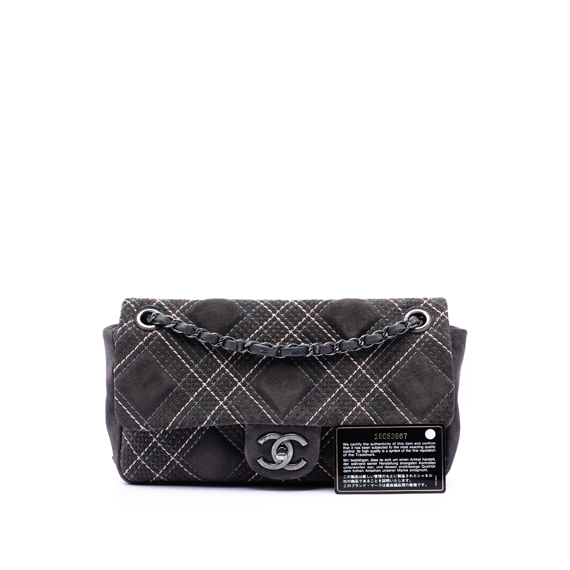 Chanel Paris Edinburgh Medium Stitched Suede Saltire Single Flap - image 7