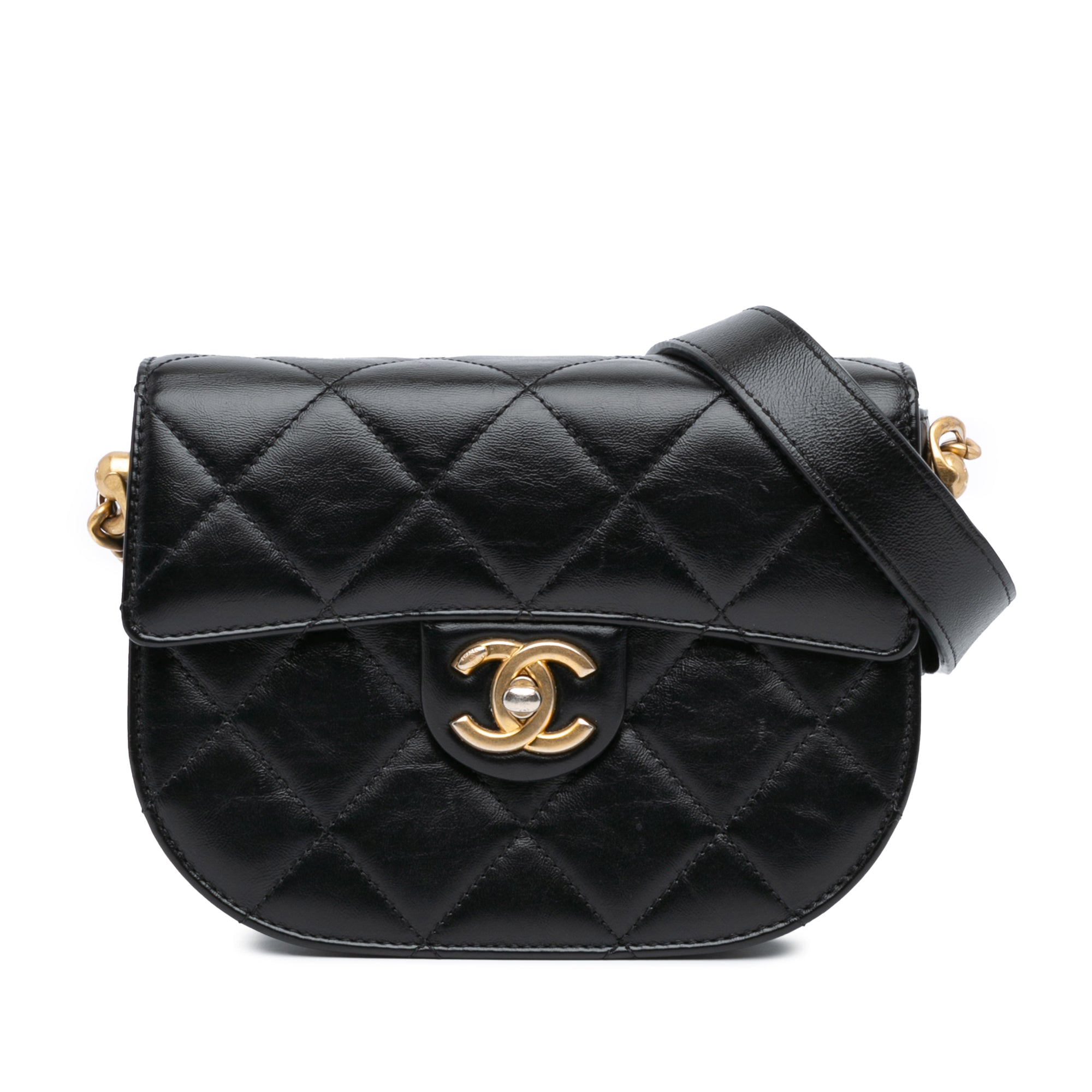 Chanel CC Quilted Calfskin Round Moon Messenger Flap - image 1