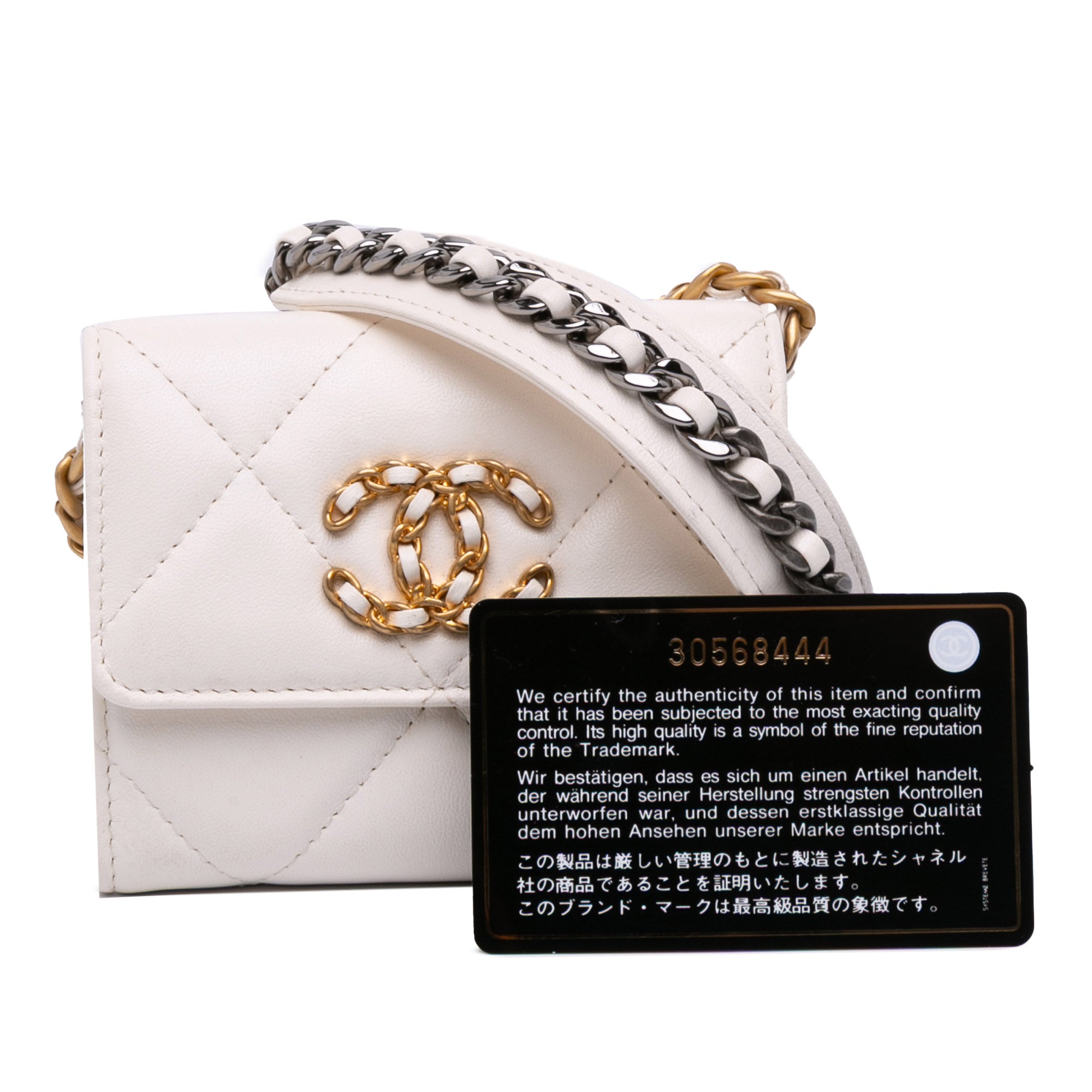 Chanel Quilted Lambskin Chanel 19 Card Holder On Chain - image 11