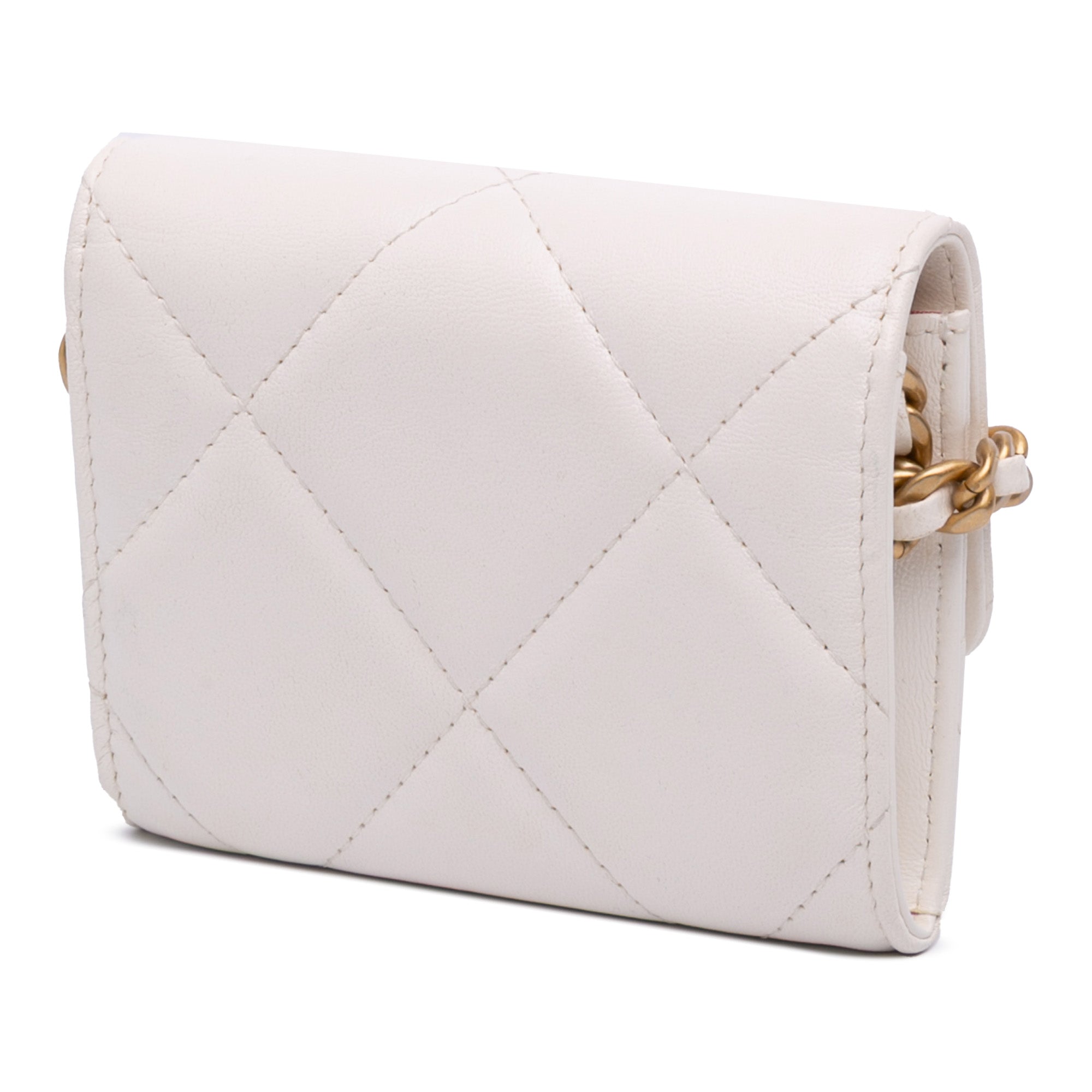 Chanel Quilted Lambskin Chanel 19 Card Holder On Chain - image 2