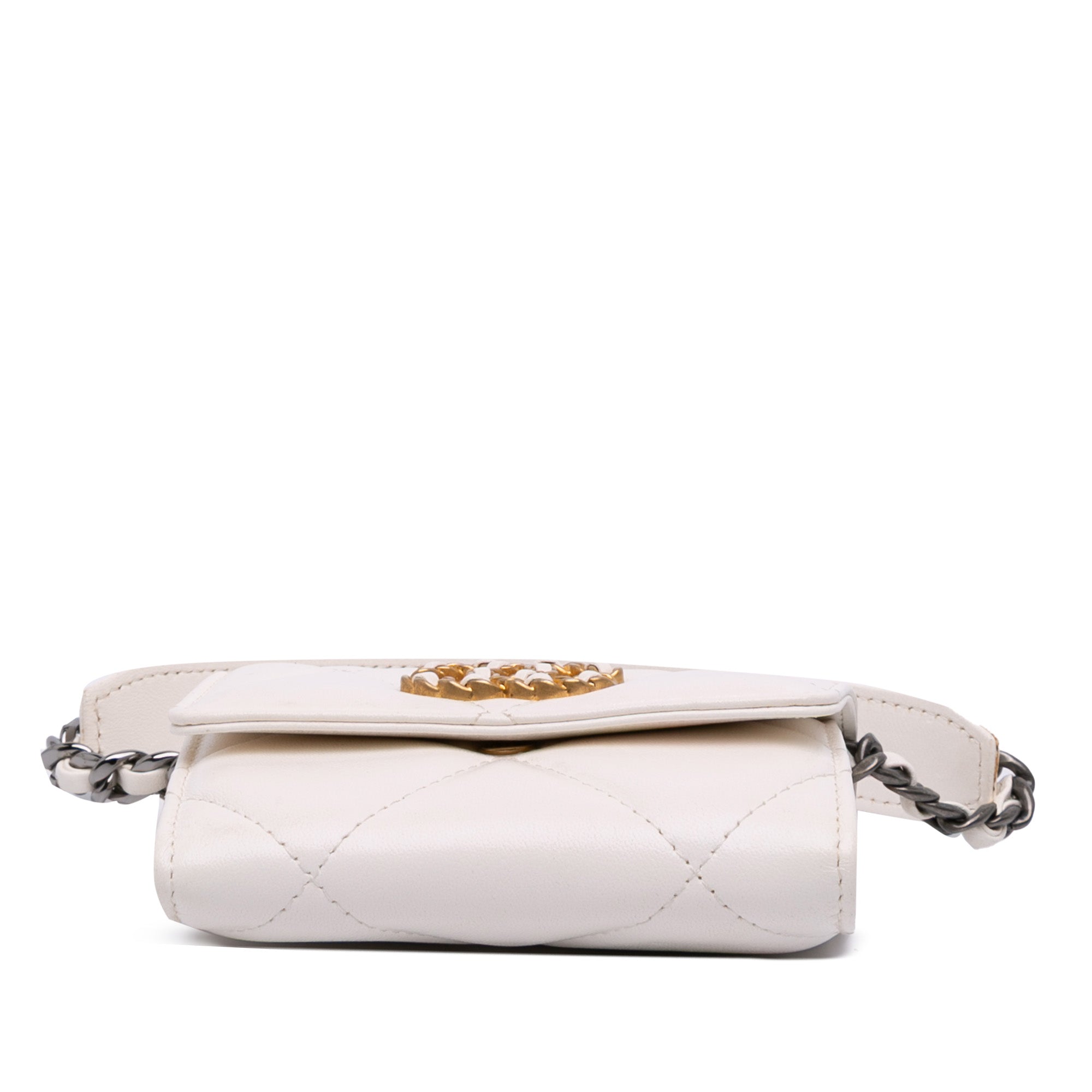 Chanel Quilted Lambskin Chanel 19 Card Holder On Chain - image 3