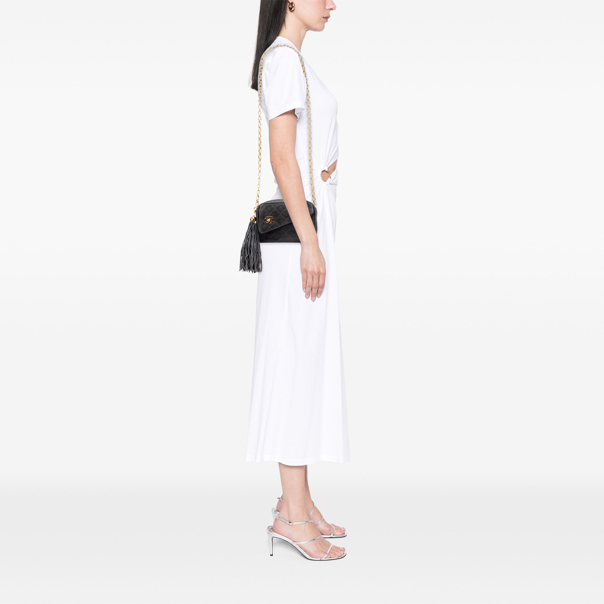 Chanel CC Quilted Suede Tassel Camera Bag - image 13