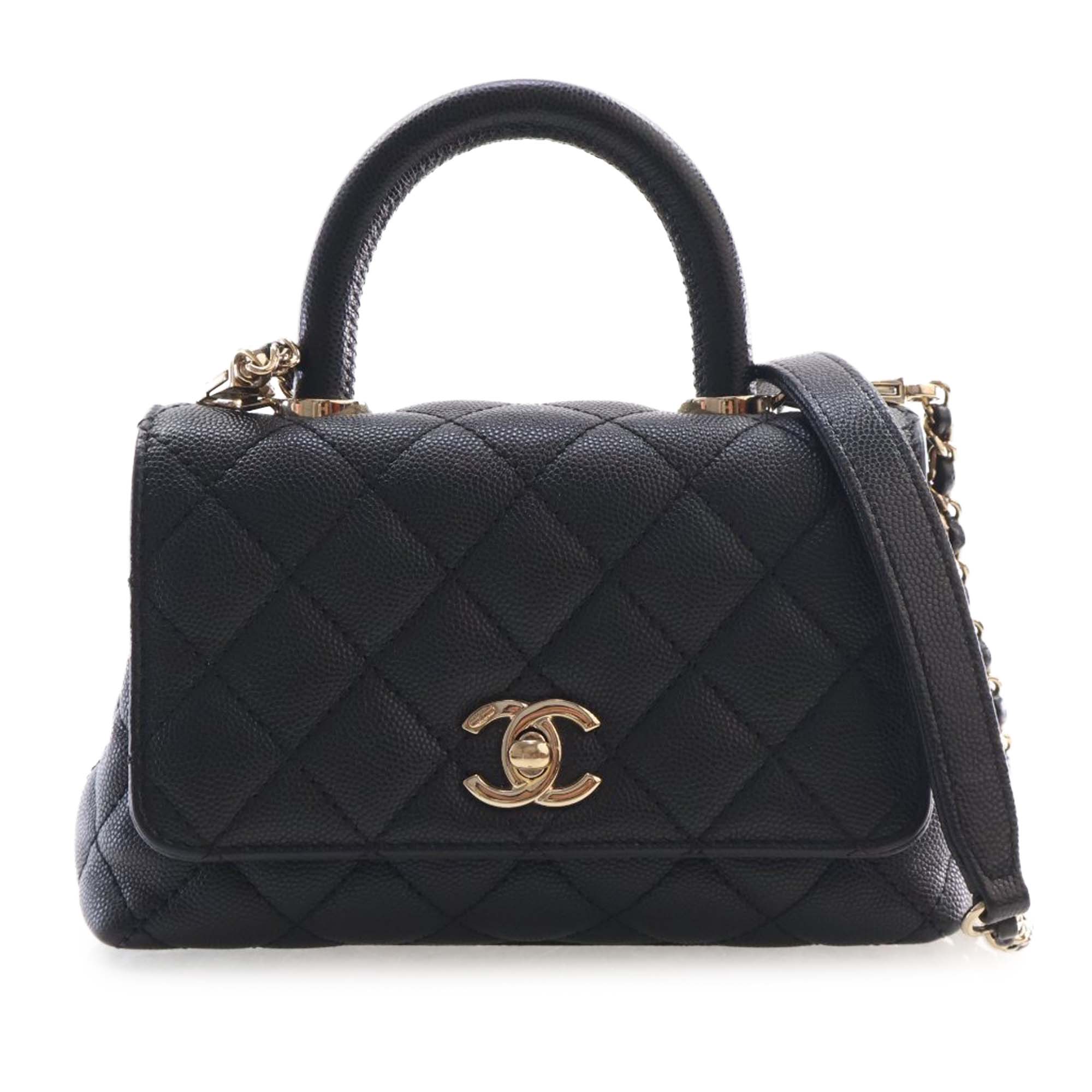 Chanel Extra Mini Quilted Caviar Coco Top Handle Bag - image 1